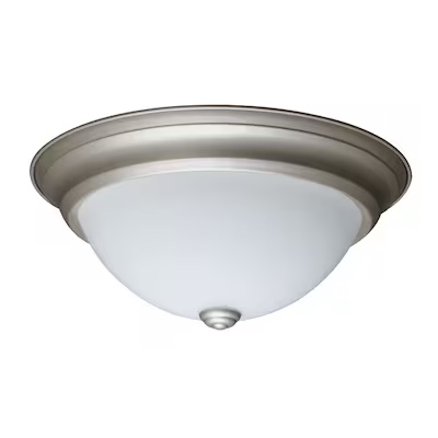 project source 13-in brushed nickel indoor 1 -light led flush mount light with frosted glass