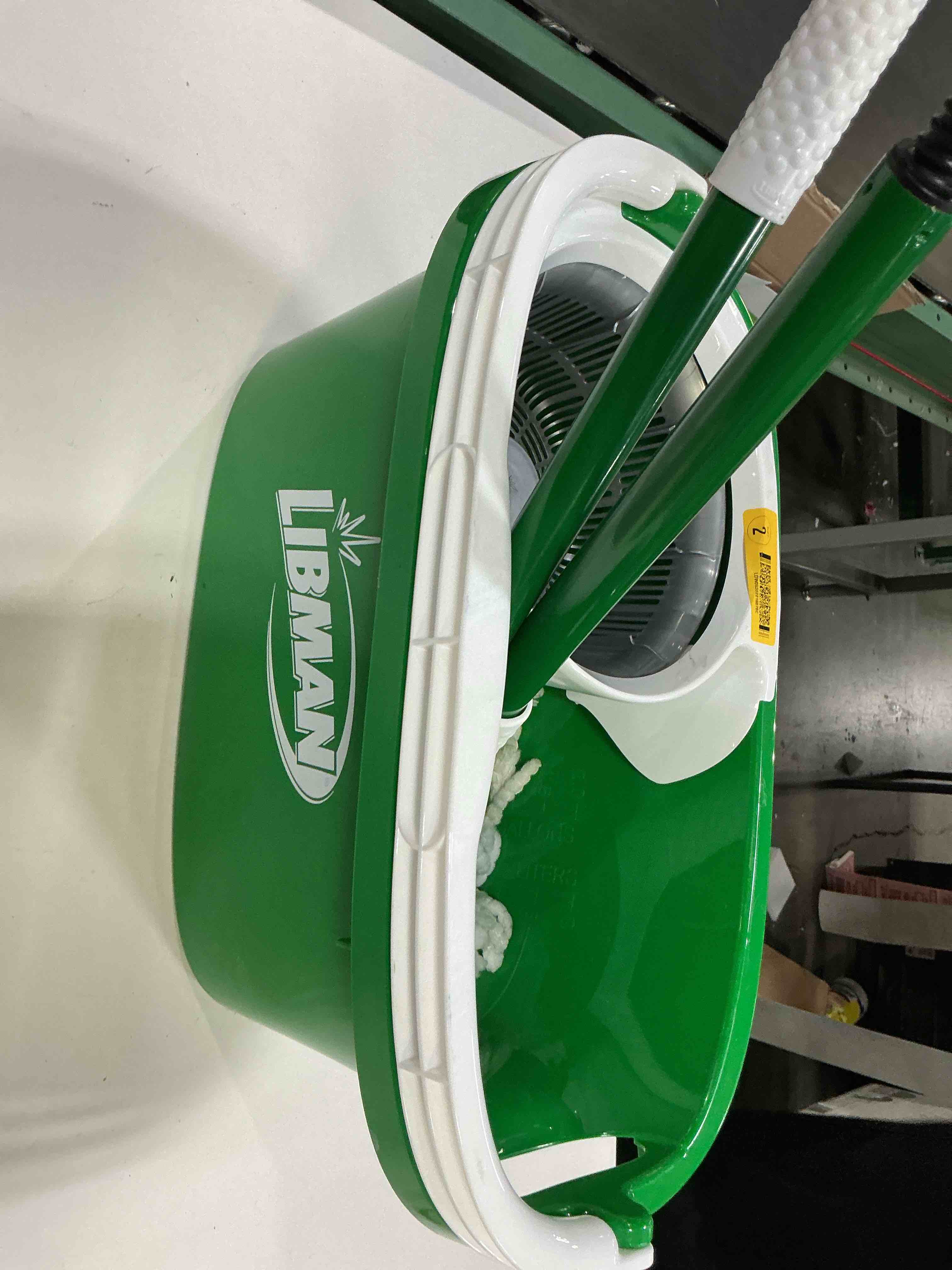 Condition photo showing As Is for libman tornado spin mop system bundle with refills (4 pack) | floor cleaning kit