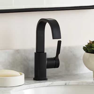  allen + roth veda matte black single hole 1-handle watersense high-arc residential handle