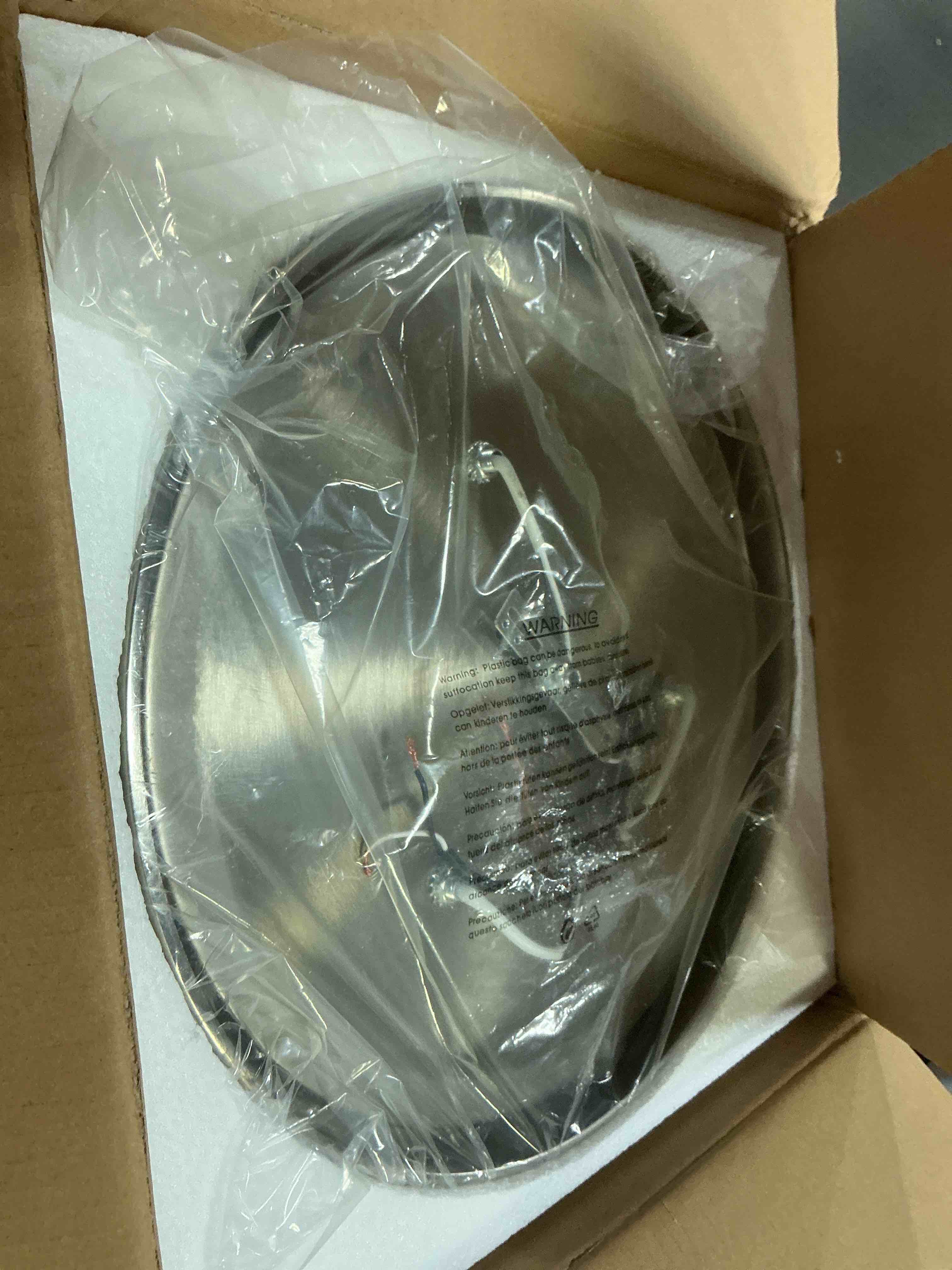 Condition photo showing Good Condition for 16 inch close to ceiling light fixtures, brushed nickel farmhouse ceiling light with 3 light for laundry kitchen bedroom bathroom, cl4822-3w-bn frosted class & brushed nickel 16 inch