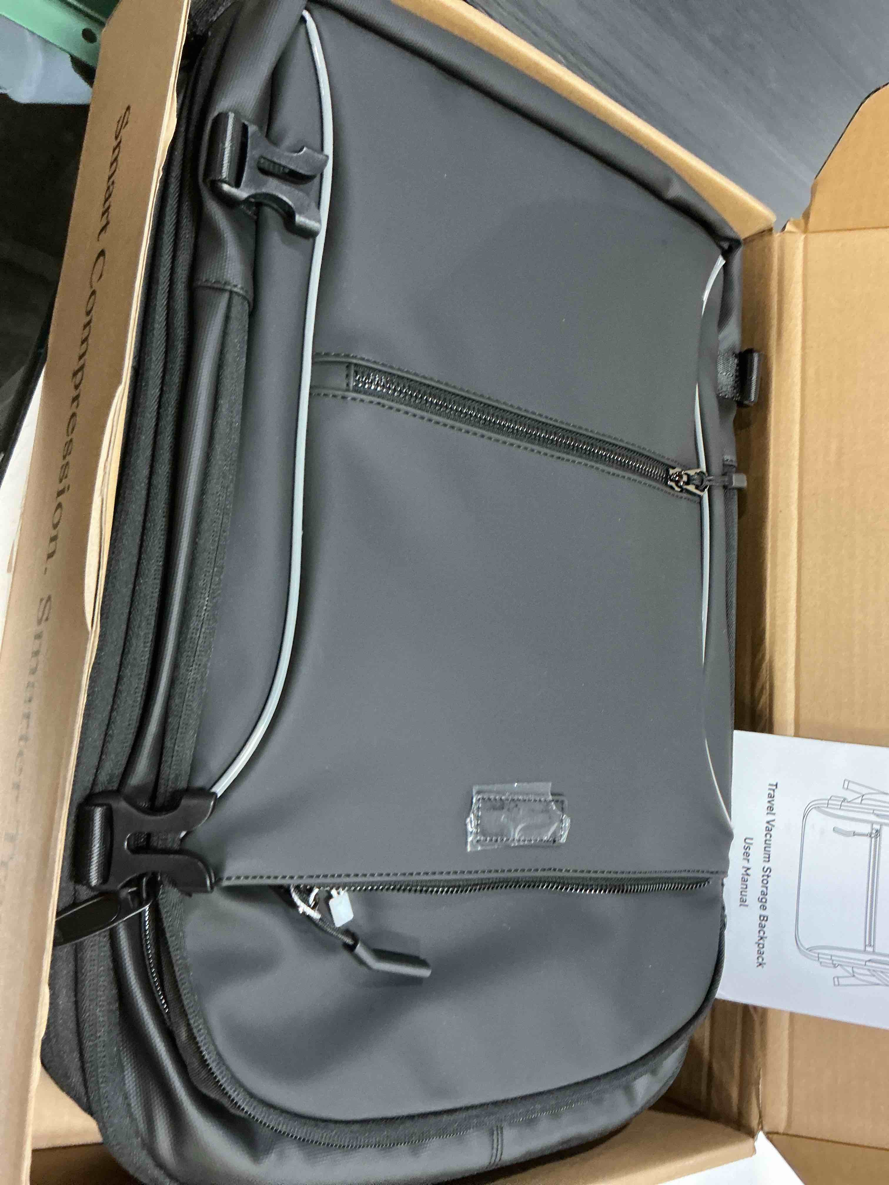 Condition photo showing New/Like New for vacuum backpack travel, 70l expandable carry on backpack with compression system, 2 detachable tpu vacuum bags, tsa lock, water-resistant, fits 16" laptop for business & travel