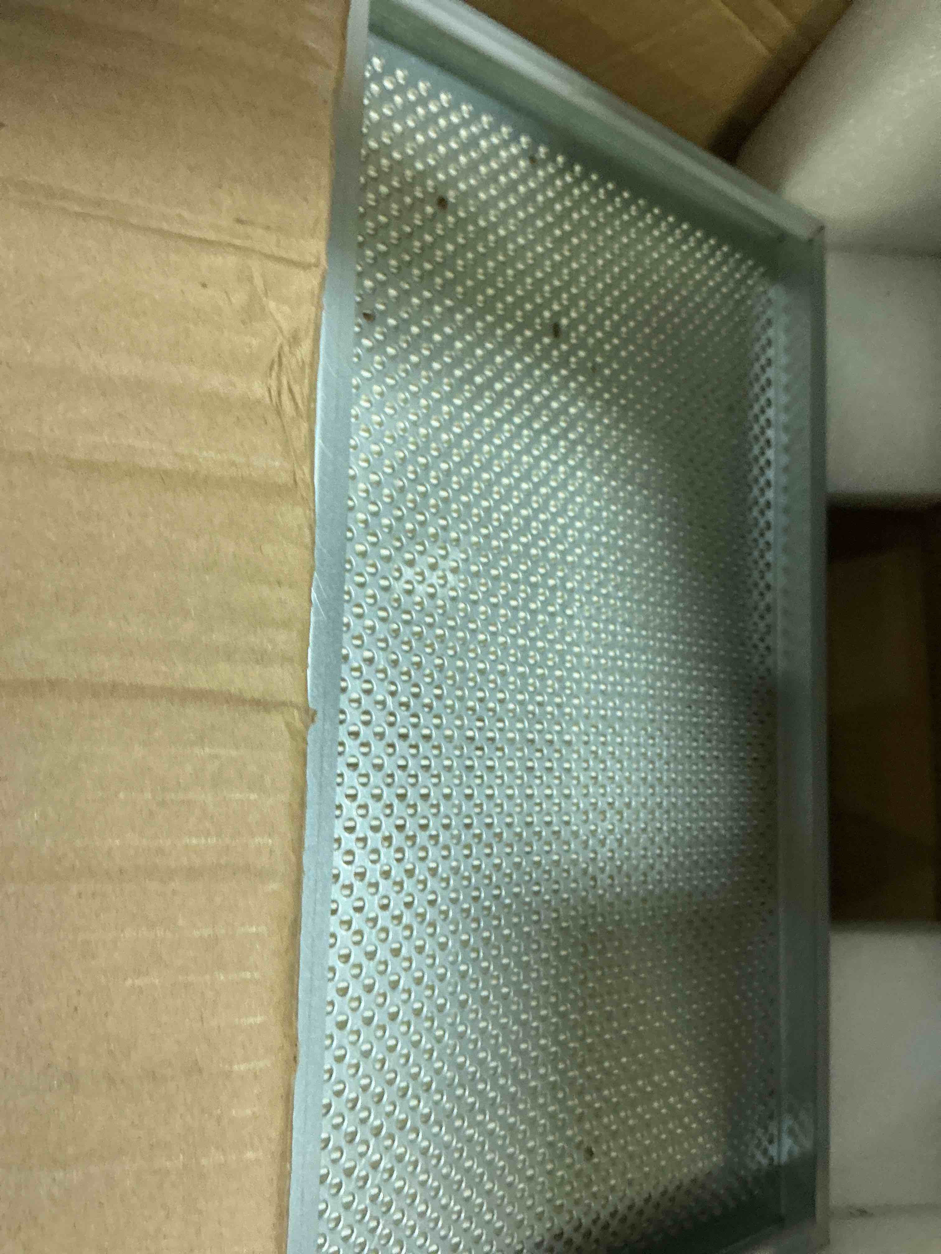 Condition photo showing Good Condition for upgraded 113700 main filter with carbon mix compatible with glowforge plus/pro air filter, easy drop-in replacement filter with lifetime up to 100 hours of printing, part# gf-asm-00318