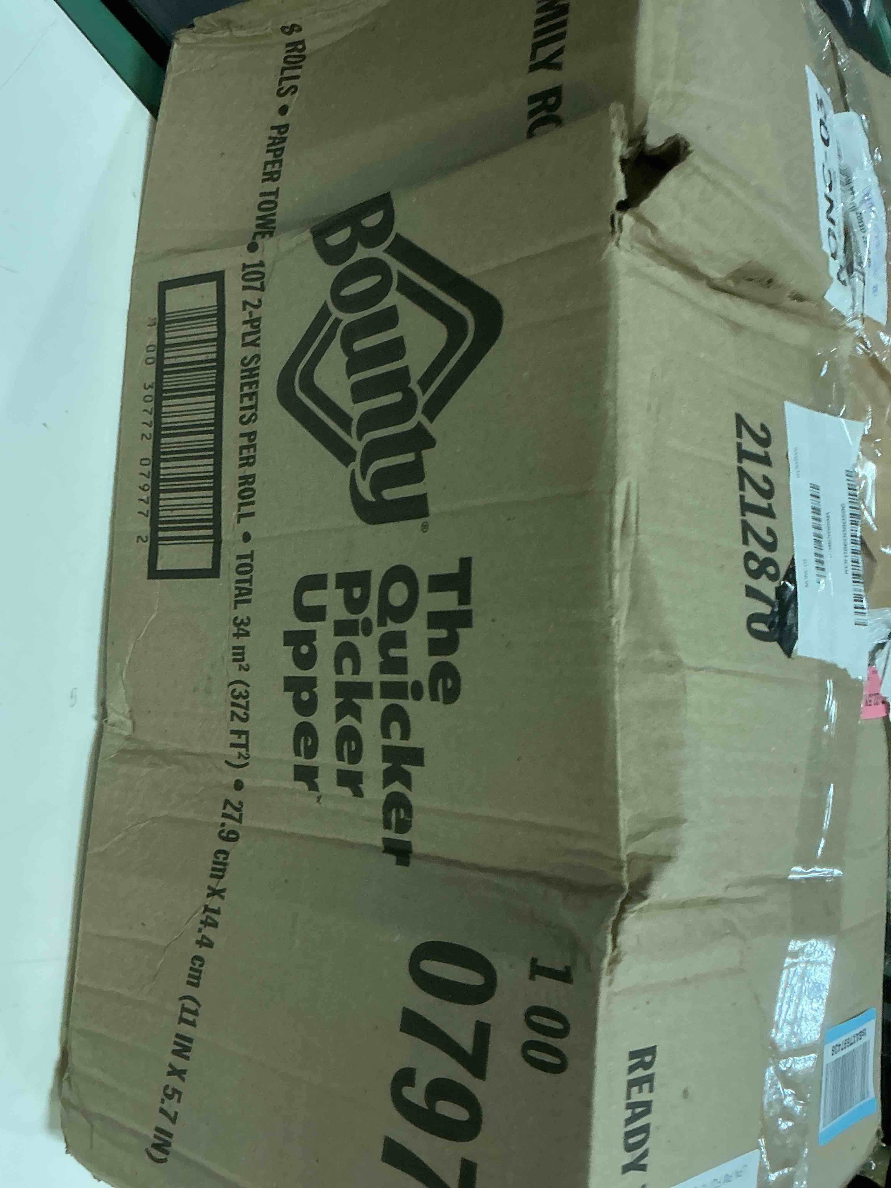 Condition photo showing Good Condition for bounty quick-size paper towels, white, 8 family triple rolls = 27 regular rolls family triple 8 rolls (141 sheets)