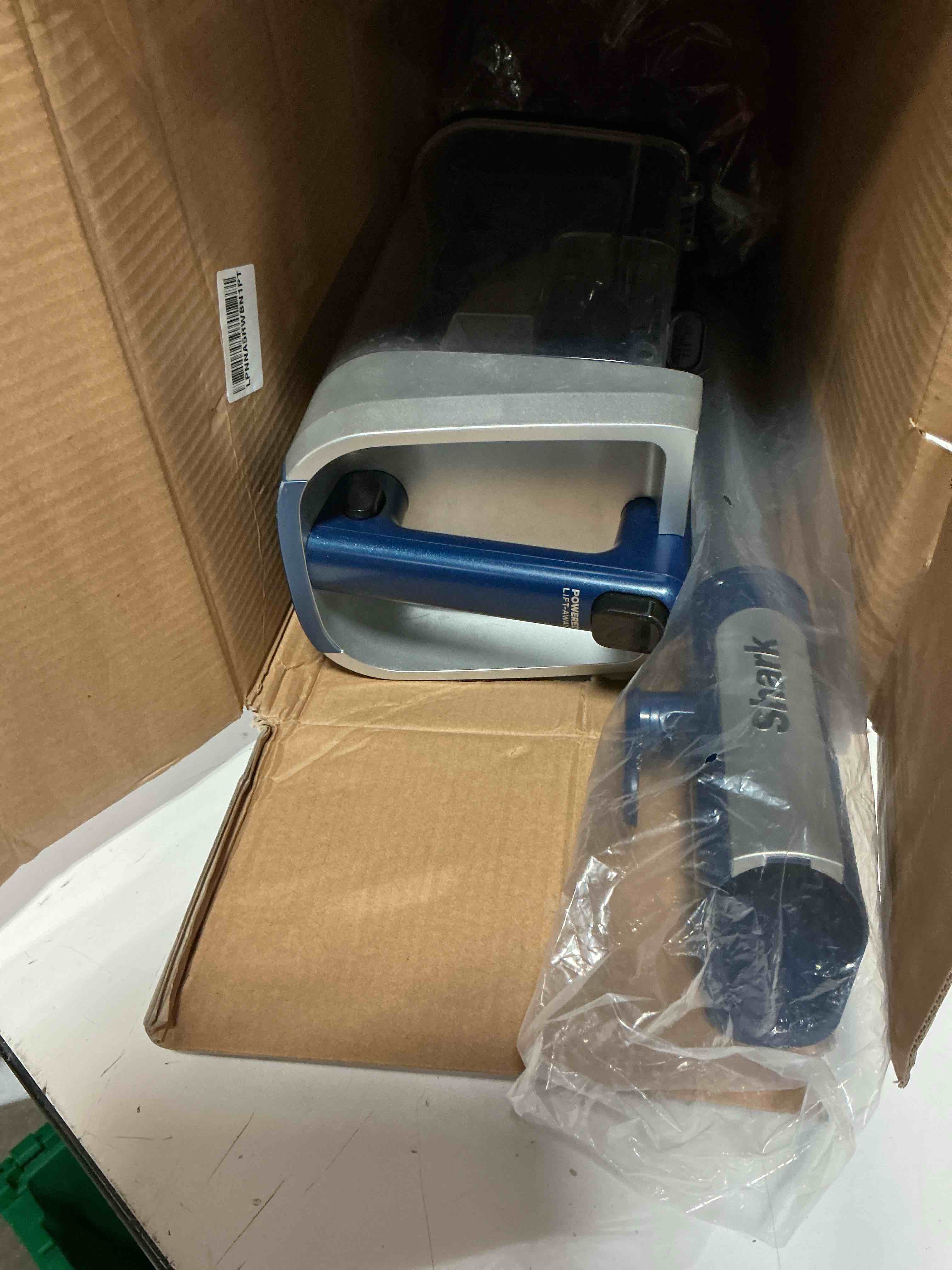 Condition photo showing As Is for ( incomplete) shark upright vacuum, stratos with duoclean powerfins, hairpro, powered lift-away, self-cleaning brushroll, & odor neutralizer technology, navy, az3002