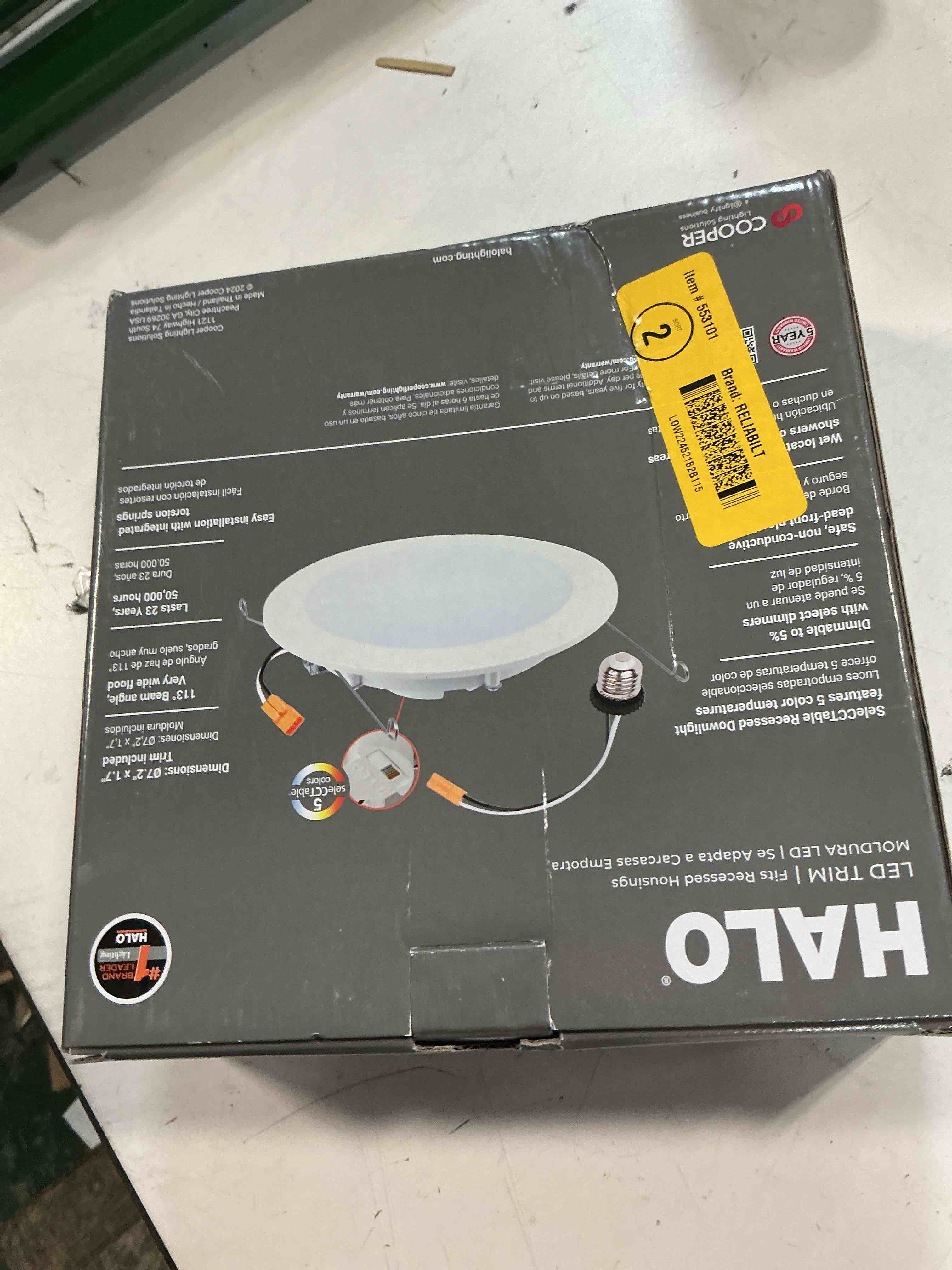 Condition photo showing As Is for halo hlbt 6-inch slim led trim for new construction/remodel with selectable color temperature, indoor/outdoor, dimmable - hlbt609fs5