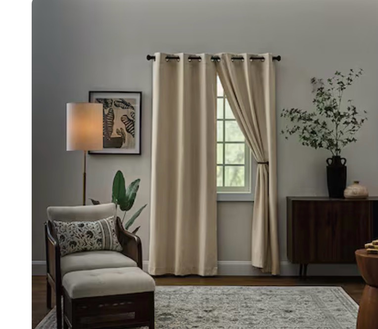 allen + roth 84-in parchment blackout grommet curtain panel pai