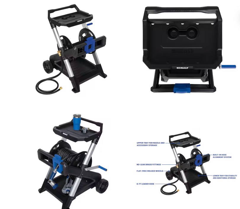 kobalt aluminum 200-ft cart hose reel