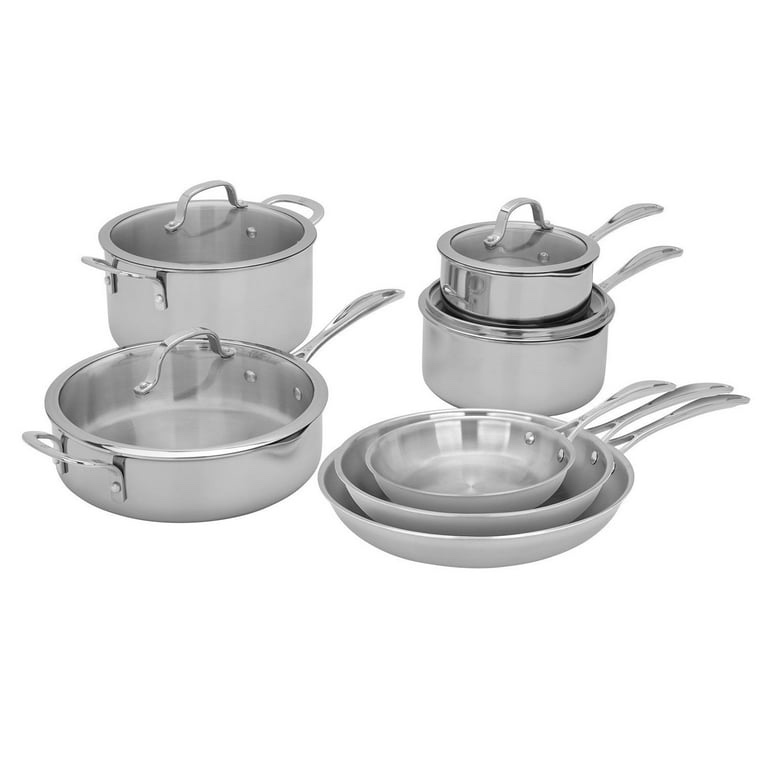 henckels 11-piece stainless steel tri-ply clad cookware set