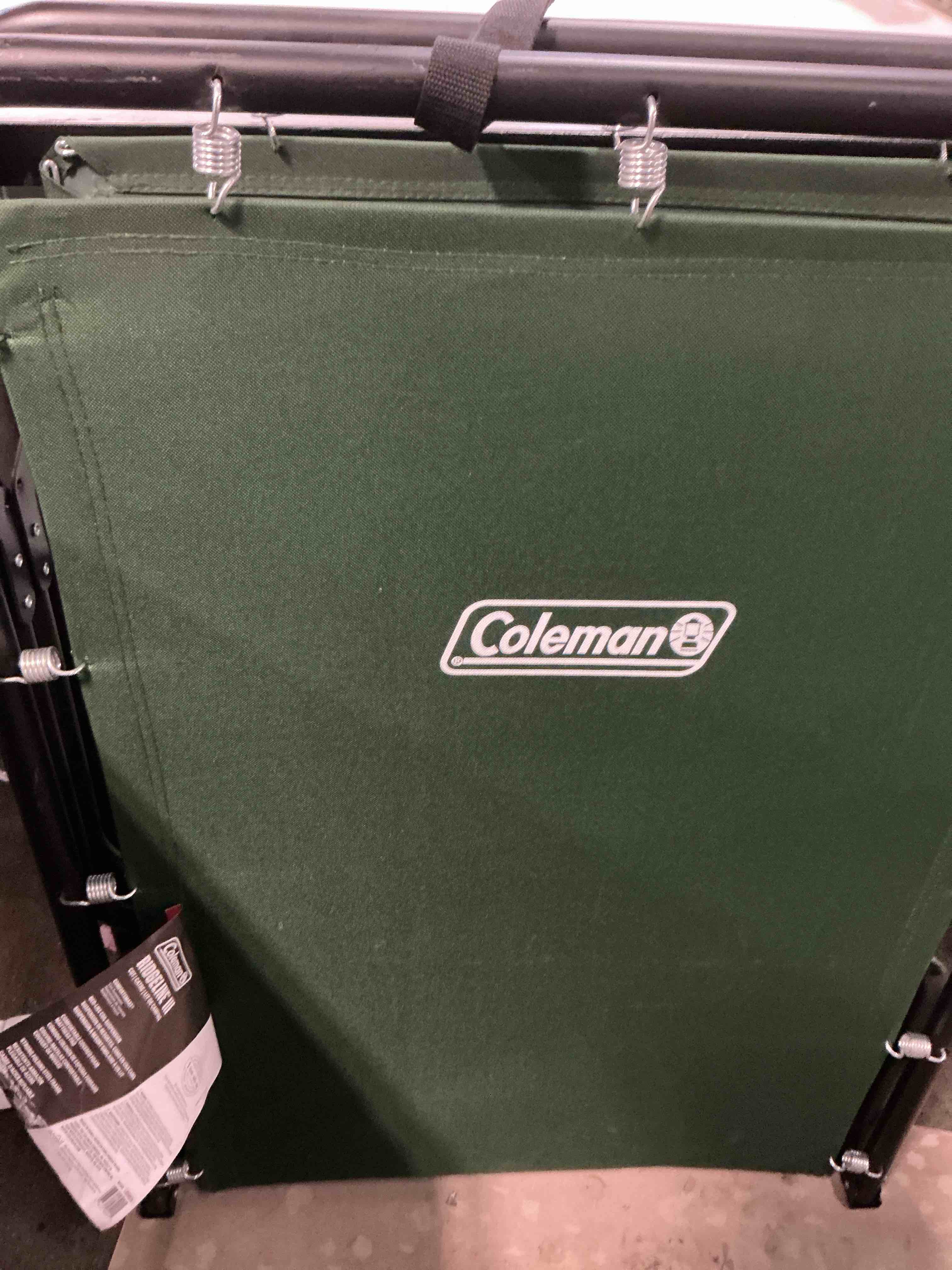 Condition photo showing As Is for coleman ridgeline camping cot with foam sleeping pad  26 x 13 x 75 in  green