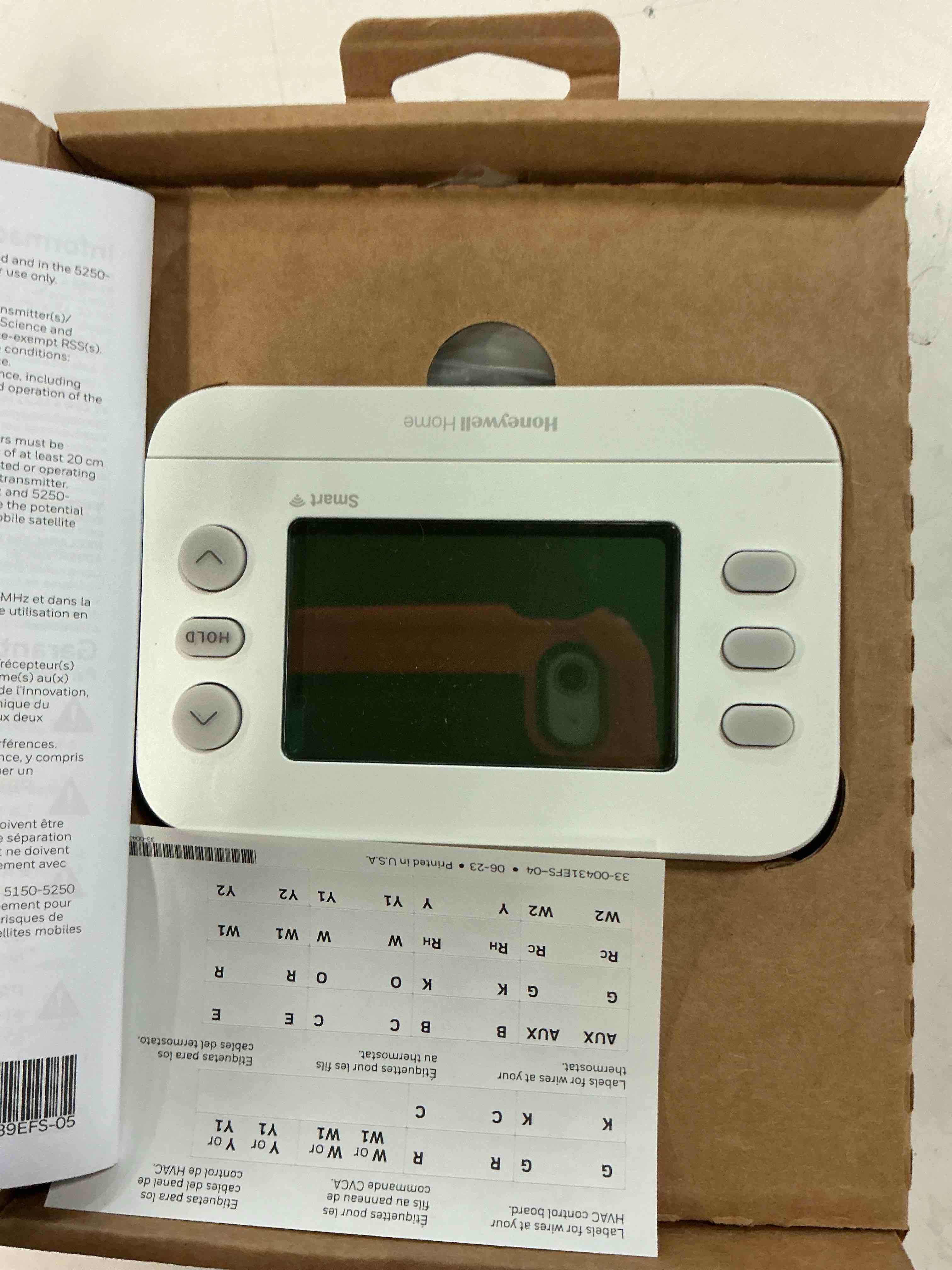 Condition photo showing As Is for new! honeywell home smart thermostat, conventional/heat pump compatibility, wifi thermostat for home, x2s, gray