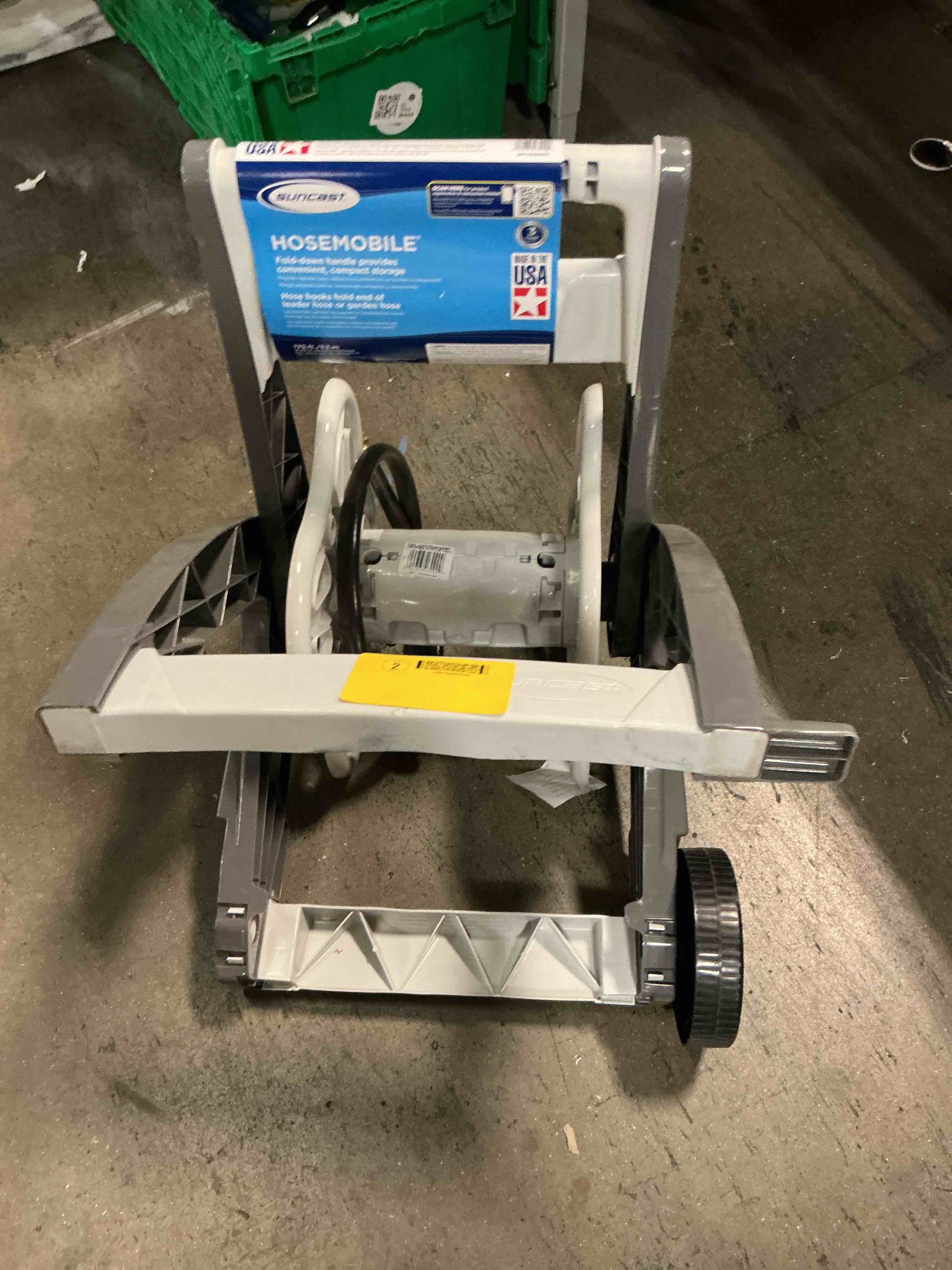 Condition photo showing As Is for suncast plastic 175-ft cart hose reel