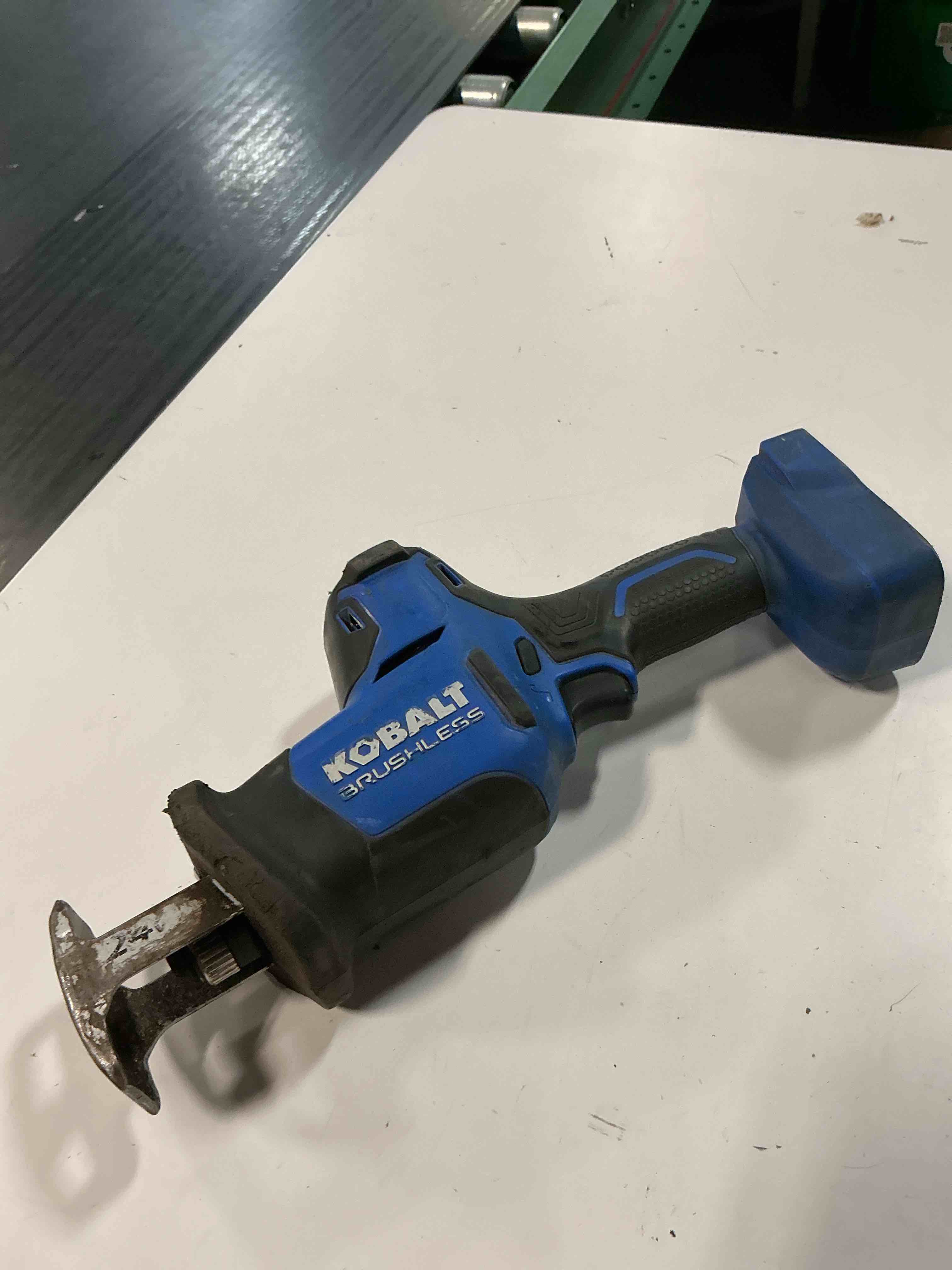Condition photo showing As Is for kobalt 24-volt variable speed brushless cordless reciprocating saw (battery not included)