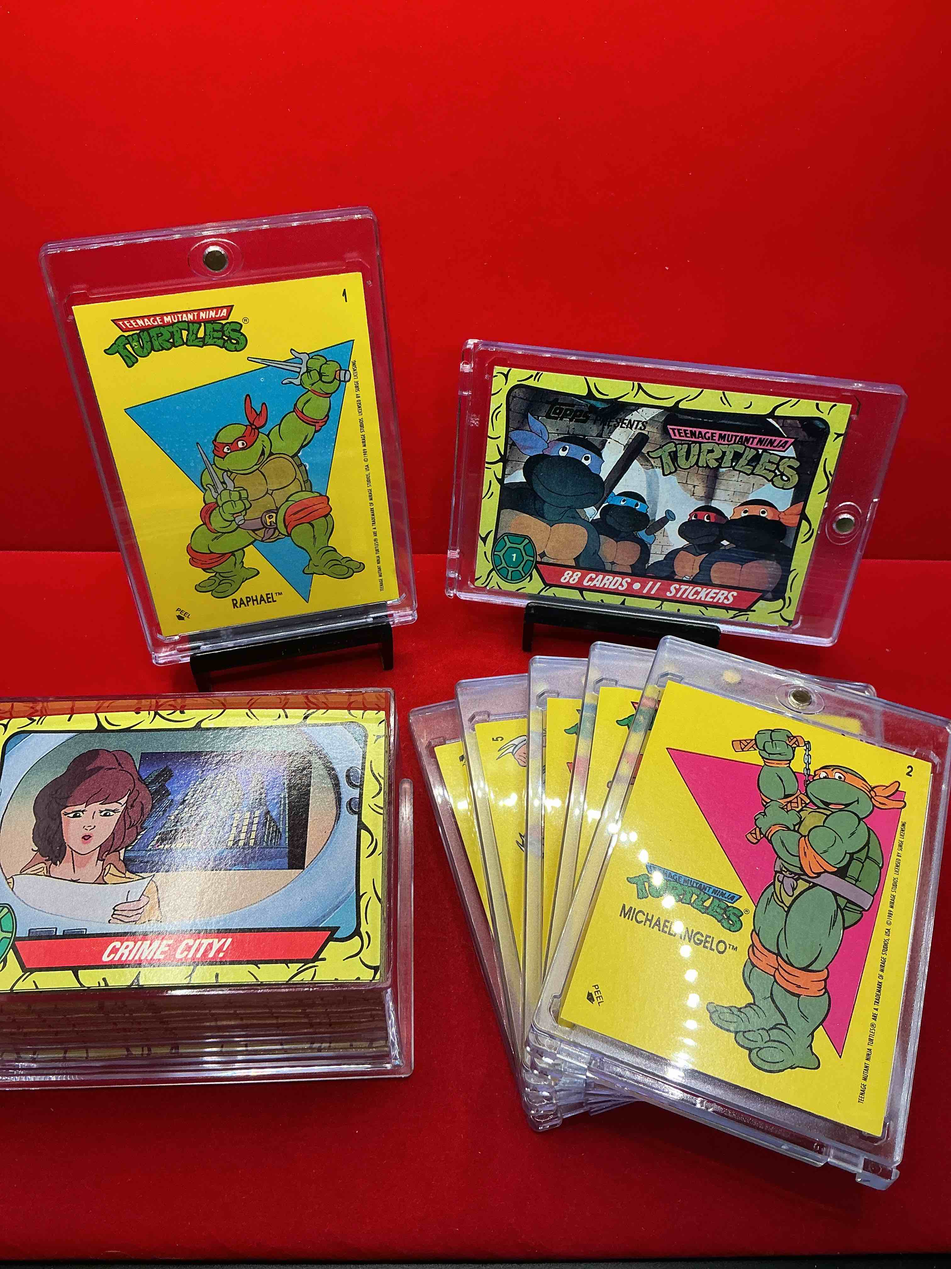 1989 ninja turtle wow! totally complete original, authentic teenage mutant ninja turtles complete trading card & stickers! all 88 cards & 11 stickers included, for a total qty of 99! excellent condition! your chance to own a genuine tmnt original serious collectible!