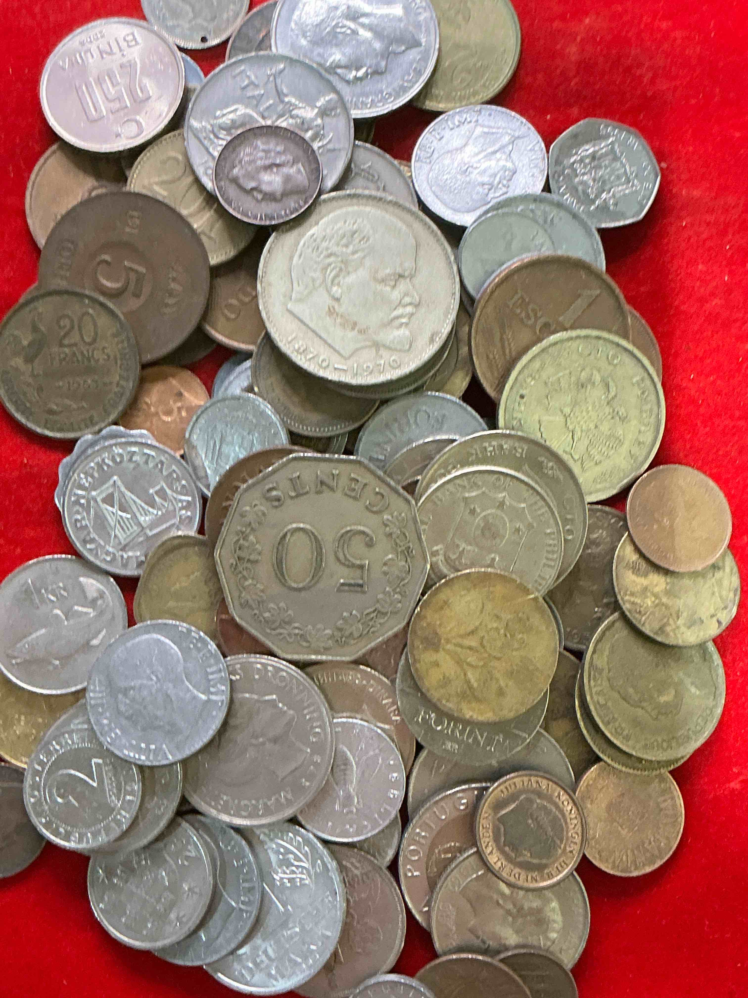 Condition photo showing Good Condition for world coins, antique & vintage! each lot is unique! many different years, countries, sizes & exotic places. this cool collection of antique coins from around the world is loads of fun! have fun identifying each coin & country as a great educational tool! a great investment too!