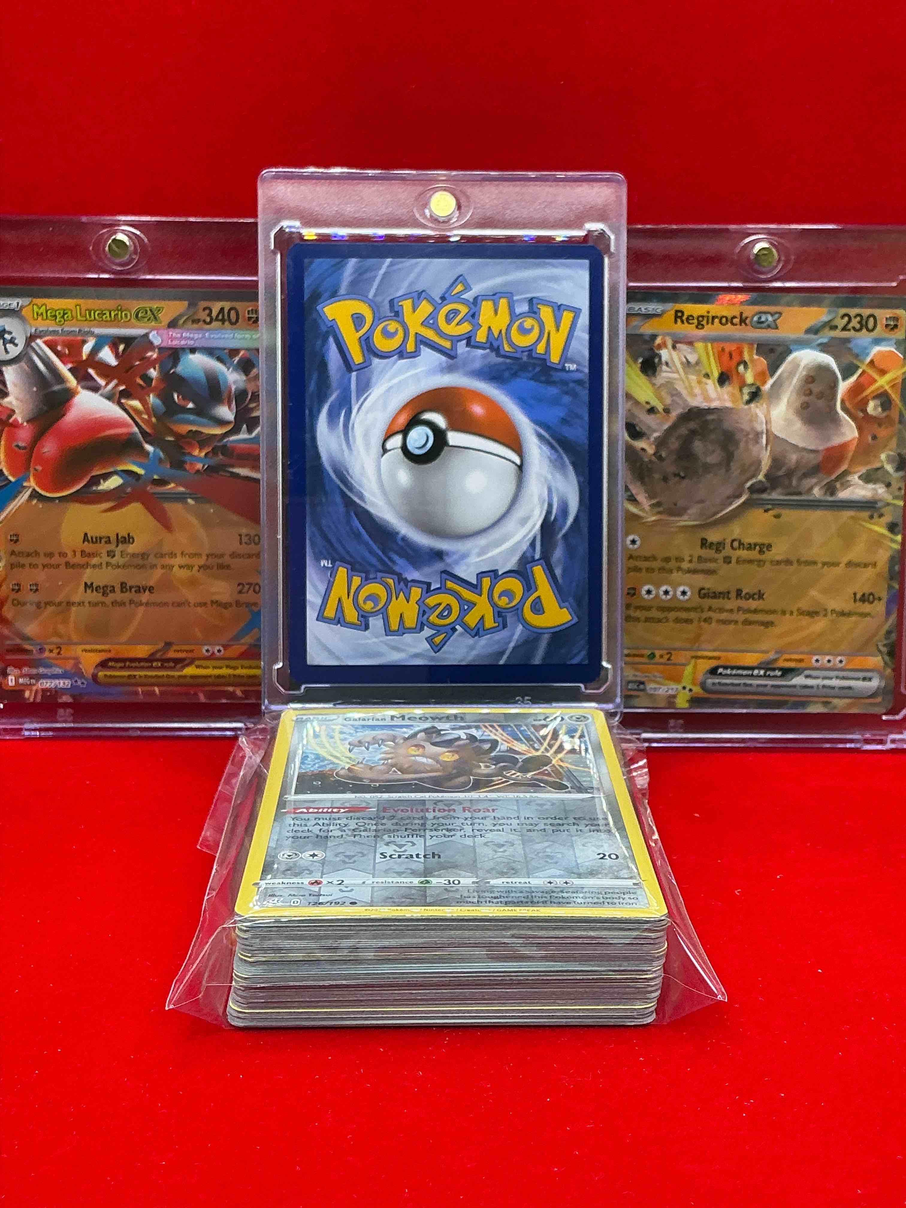 Condition photo showing New/Like New for mega lucario! charizard! wow! ex insanity! along with 50 other pokémon heroes, holos, legends & commons- including holographic cards, stage 2 cards, holos in all forms & more! also includes 36 non holo common/ uncommon basic & first stage cards trainers & energy too! perfect set for collectors & enthusiasts!