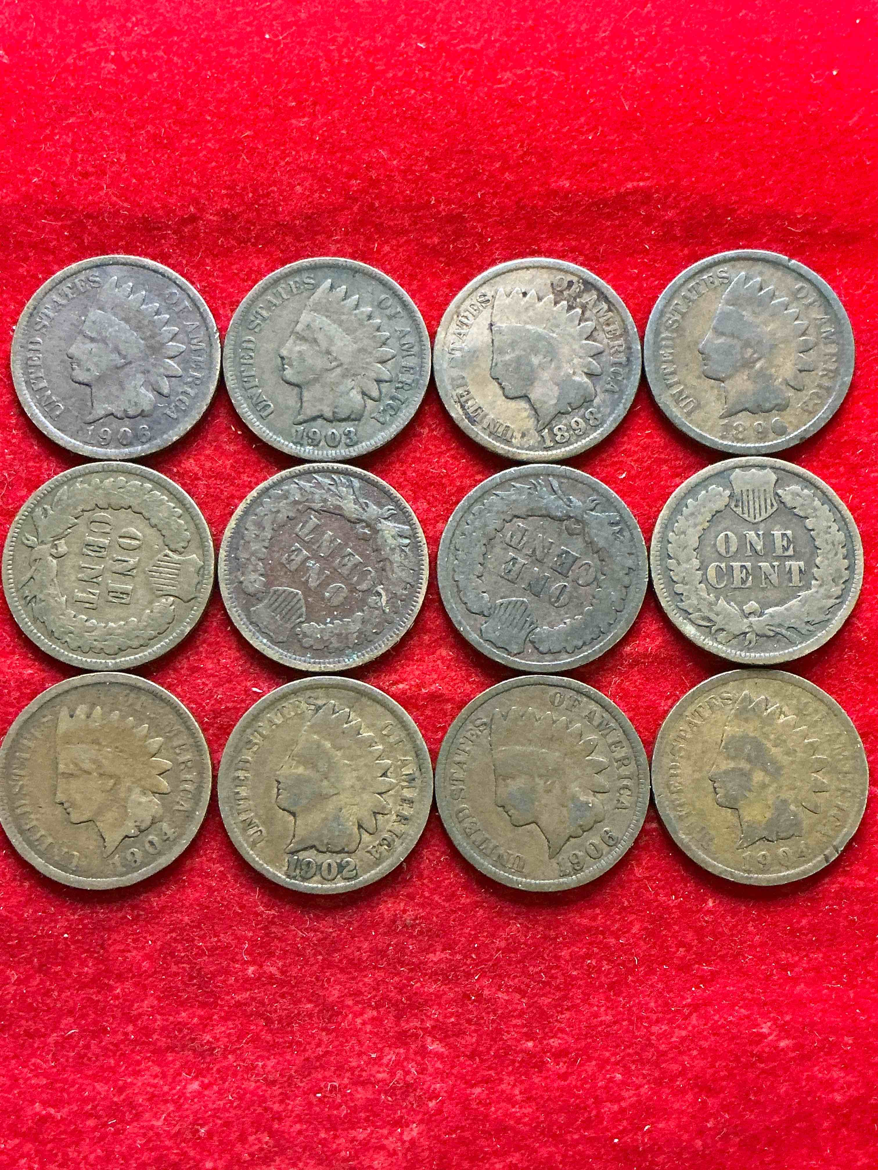 Condition photo showing Good Condition for indian head pennies! these gorgeous u.s. pennies were minted from 1859-1909 & have become serious collector items! the "indian head" design is actually a representation of lady liberty wearing an indian headdress. here are beautiful, well-kept examples representing many different mint years! great for collecting, investing & learning history, & rare with visible dates!