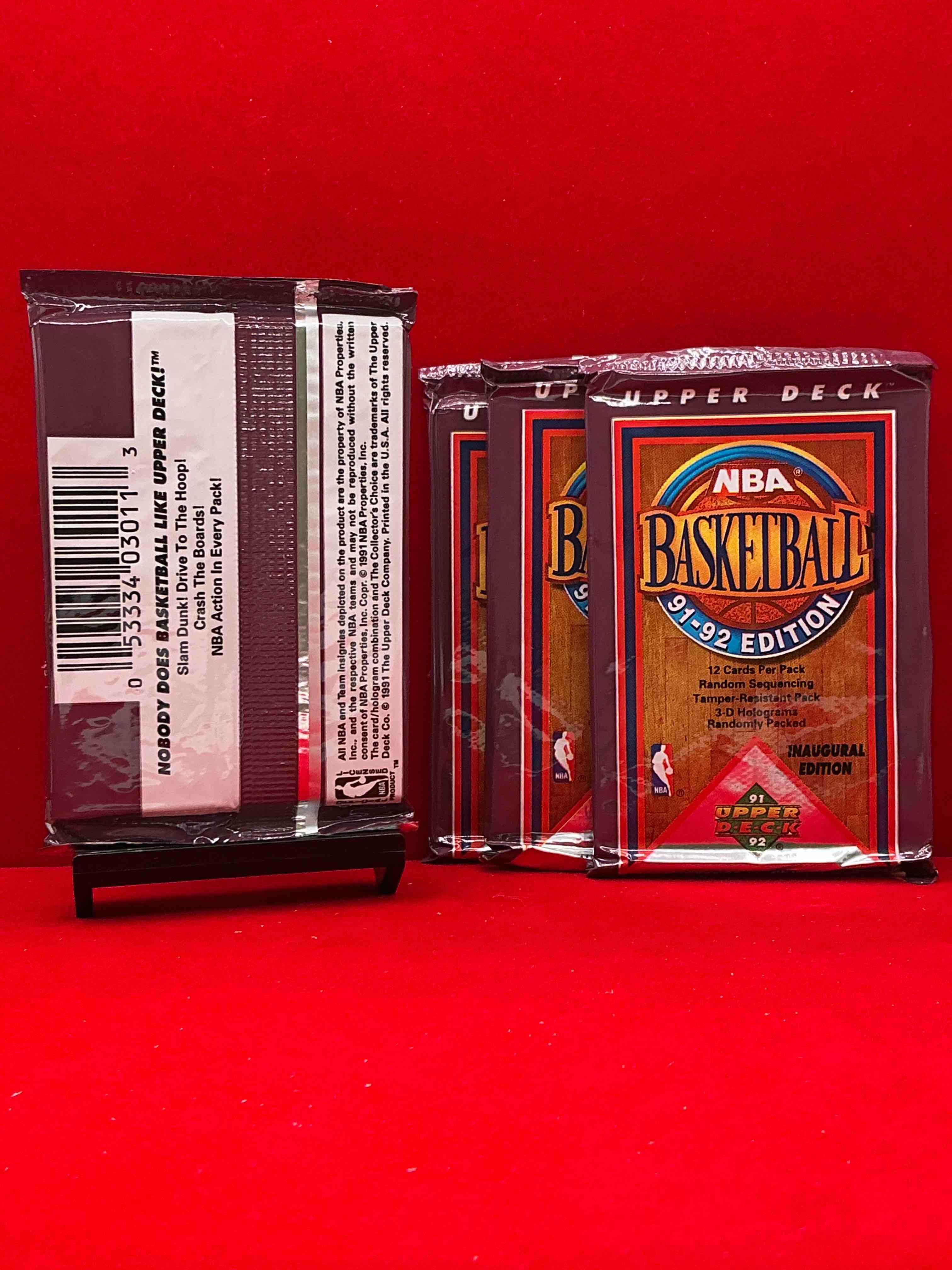 Condition photo showing New/Like New for michael jordan?! 1991/92 nba upper deck basketball sealed sports card collectible pack, direct from original retail case! search for valuable michael jordan #44, magic vs. jordan card #34 & so many other cool cards! hard to find & drying up!