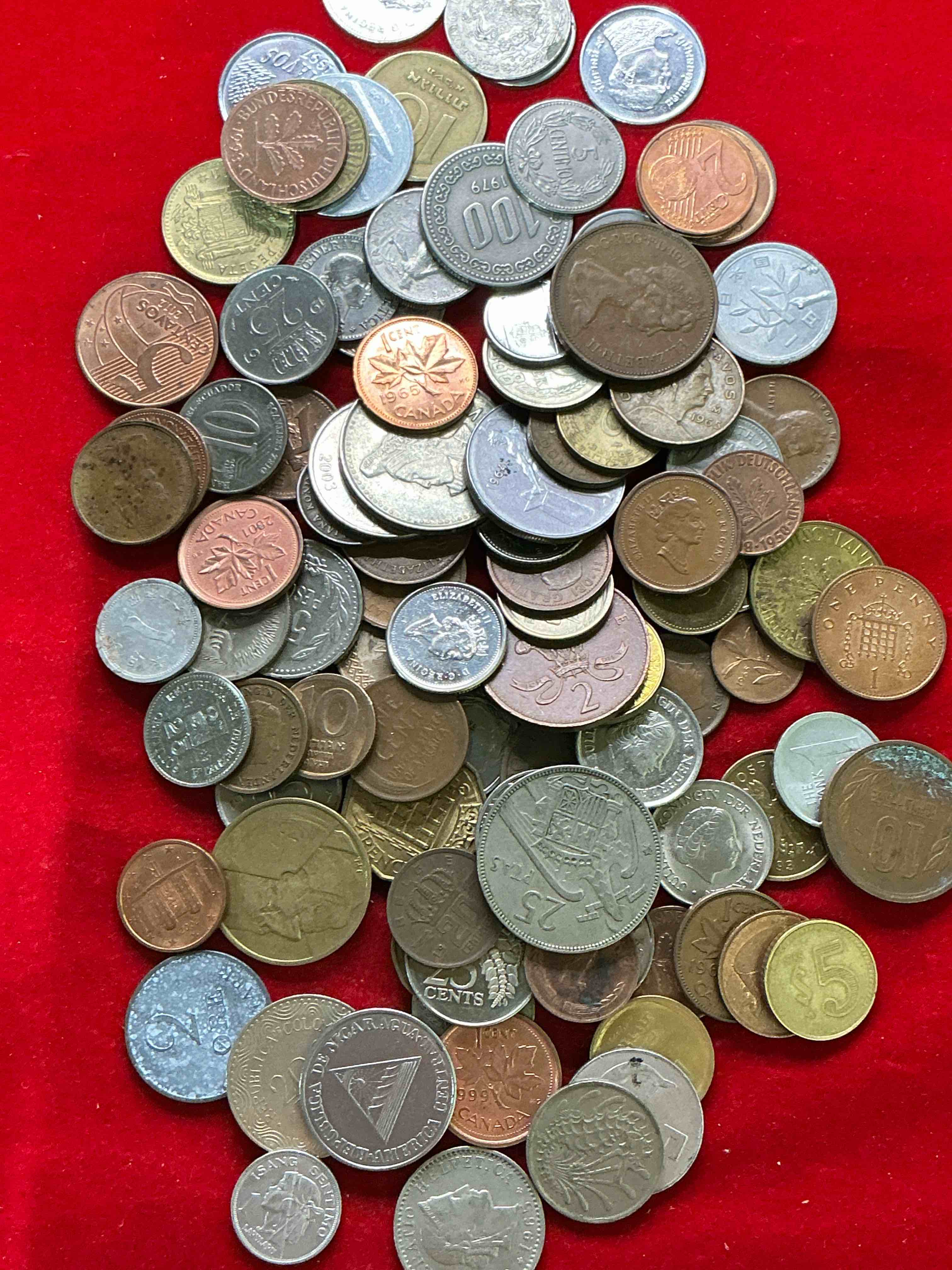Condition photo showing Good Condition for world coins, antique & vintage! each lot is unique! many different years, countries, sizes & exotic places. this cool collection of antique coins from around the world is loads of fun! have fun identifying each coin & country as a great educational tool! a great investment too!