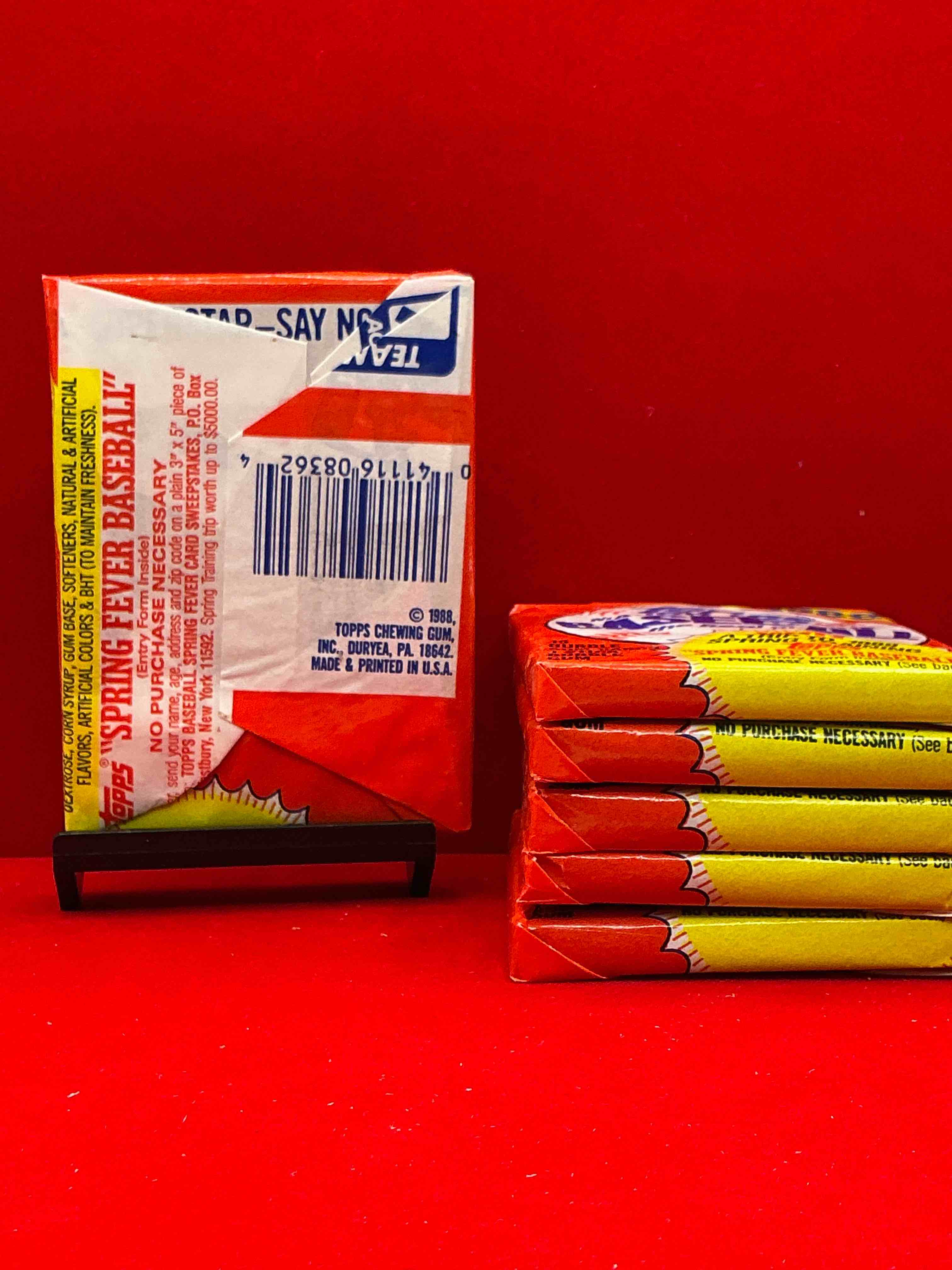 Condition photo showing New/Like New for 80's baseball fan's rejoice! 1988 topps baseball unopened wax packs full of collectible trading cards! search for valuable don mattingly "world of baseball" & nolan ryan cards worth hundreds in perfect condition!