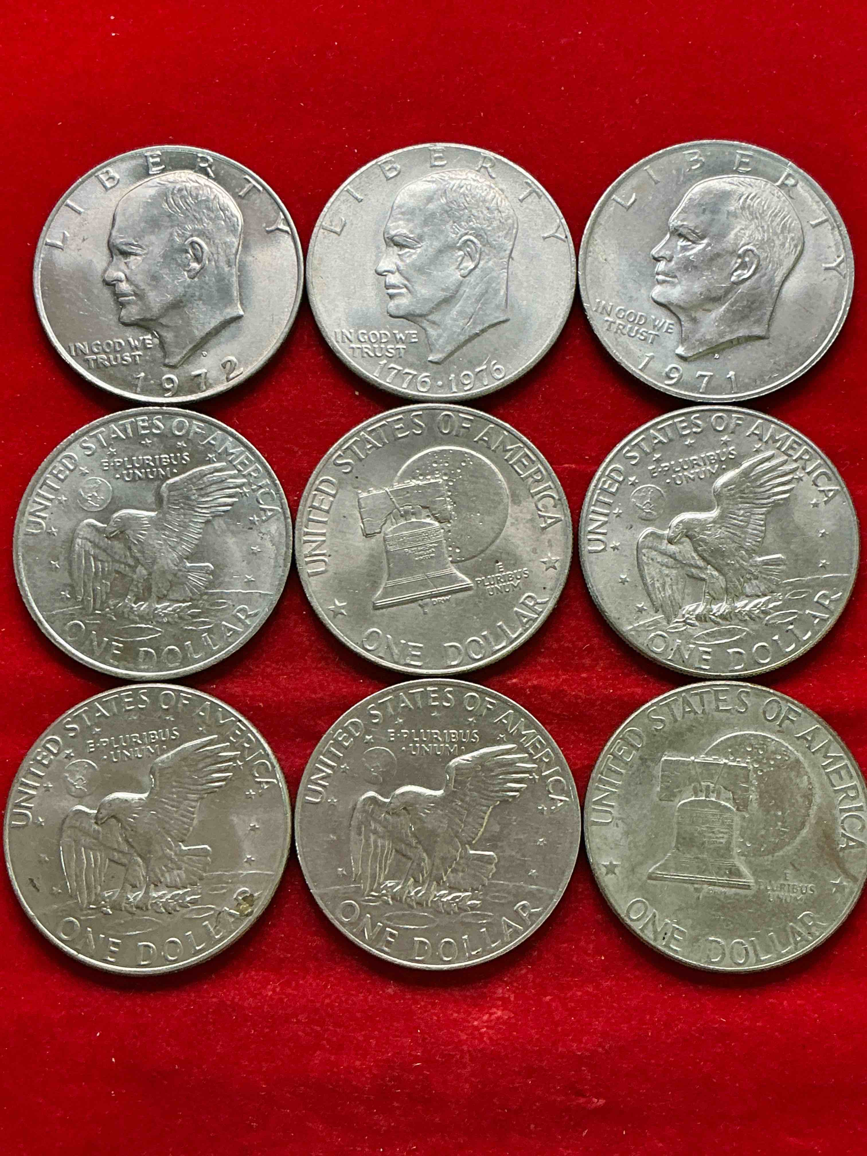 gorgeous eisenhower dollars! here are circulated “ike” dollars! up for auction are ike one dollar coins from different years! awesome ike dollars! even includes rare bicentennial 1976 edition