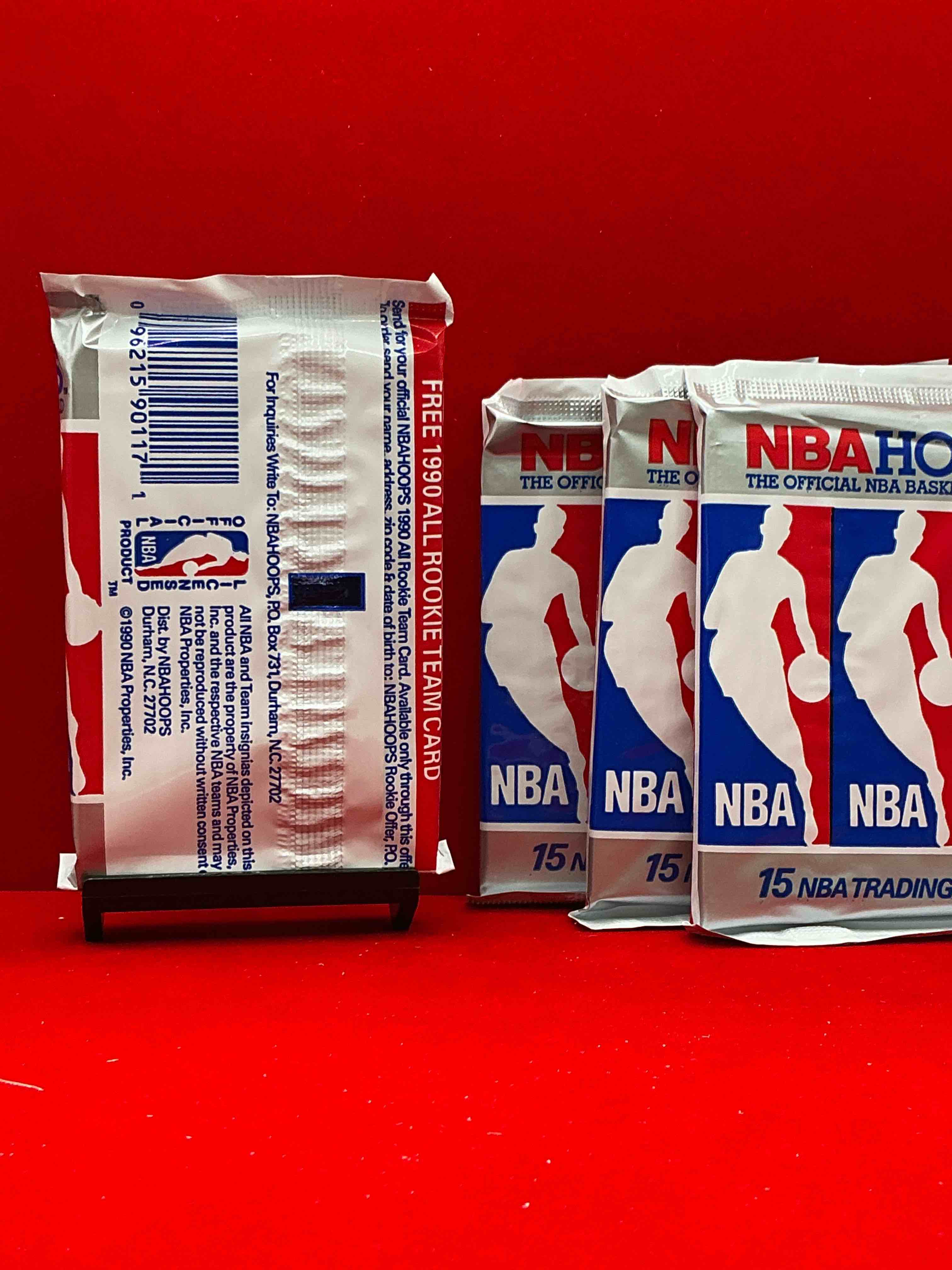 Condition photo showing New/Like New for michael jordan!? 1990/91 nba hoops unopened sealed trading collectible sports card pack, direct from original sealed retail case! search for early michael jordan #65 (psa 10 value $550), jordan all star card, & too many other nice cards to list!