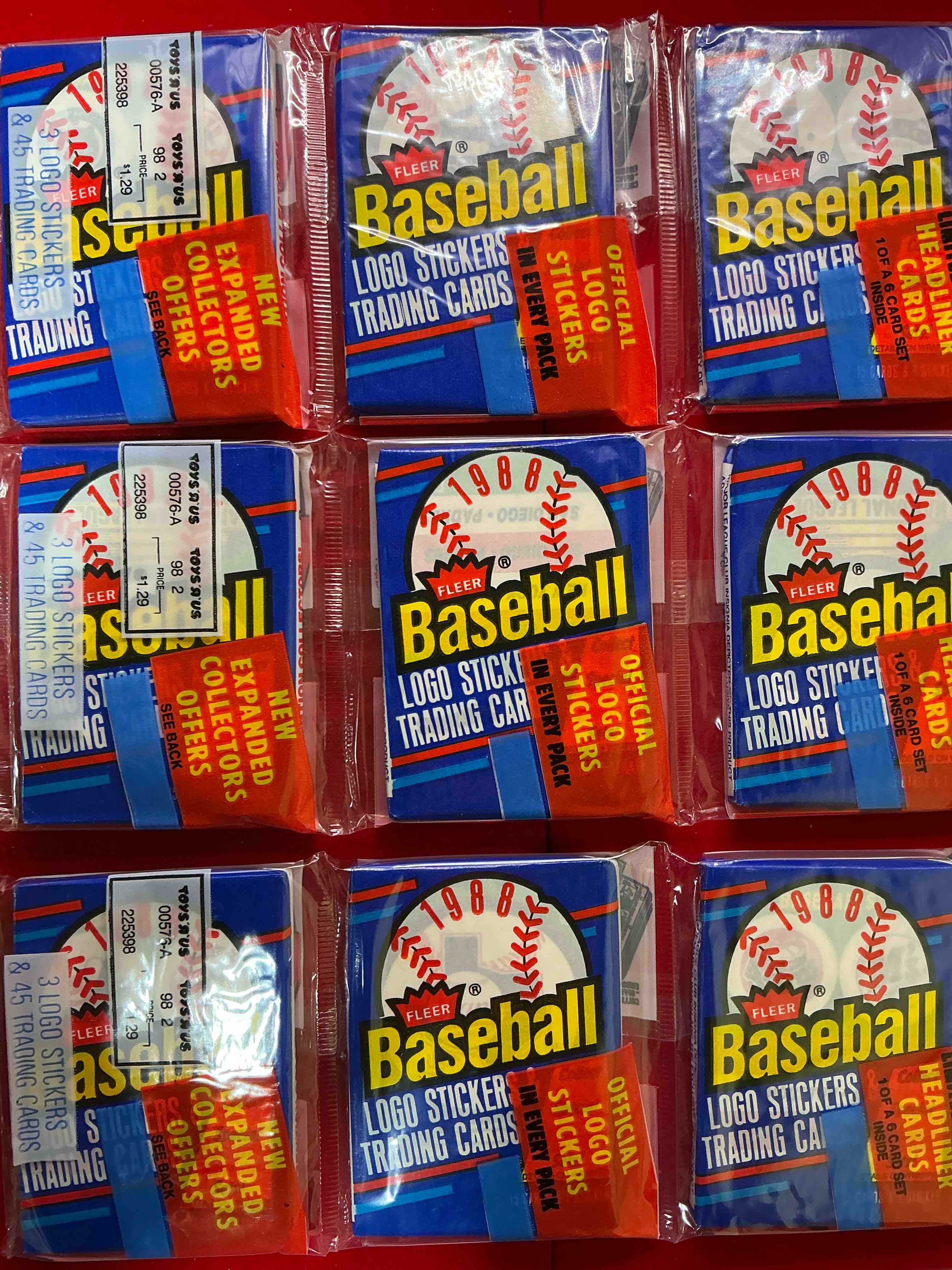 80's baseball fan's rejoice! 1988 fleer baseball unopened wax “3-packs” full of collectible trading cards! each pack contains 3 1988 fleer wax packs! search for valuable don mattingly & nolan ryan cards worth hundreds in perfect condition!
