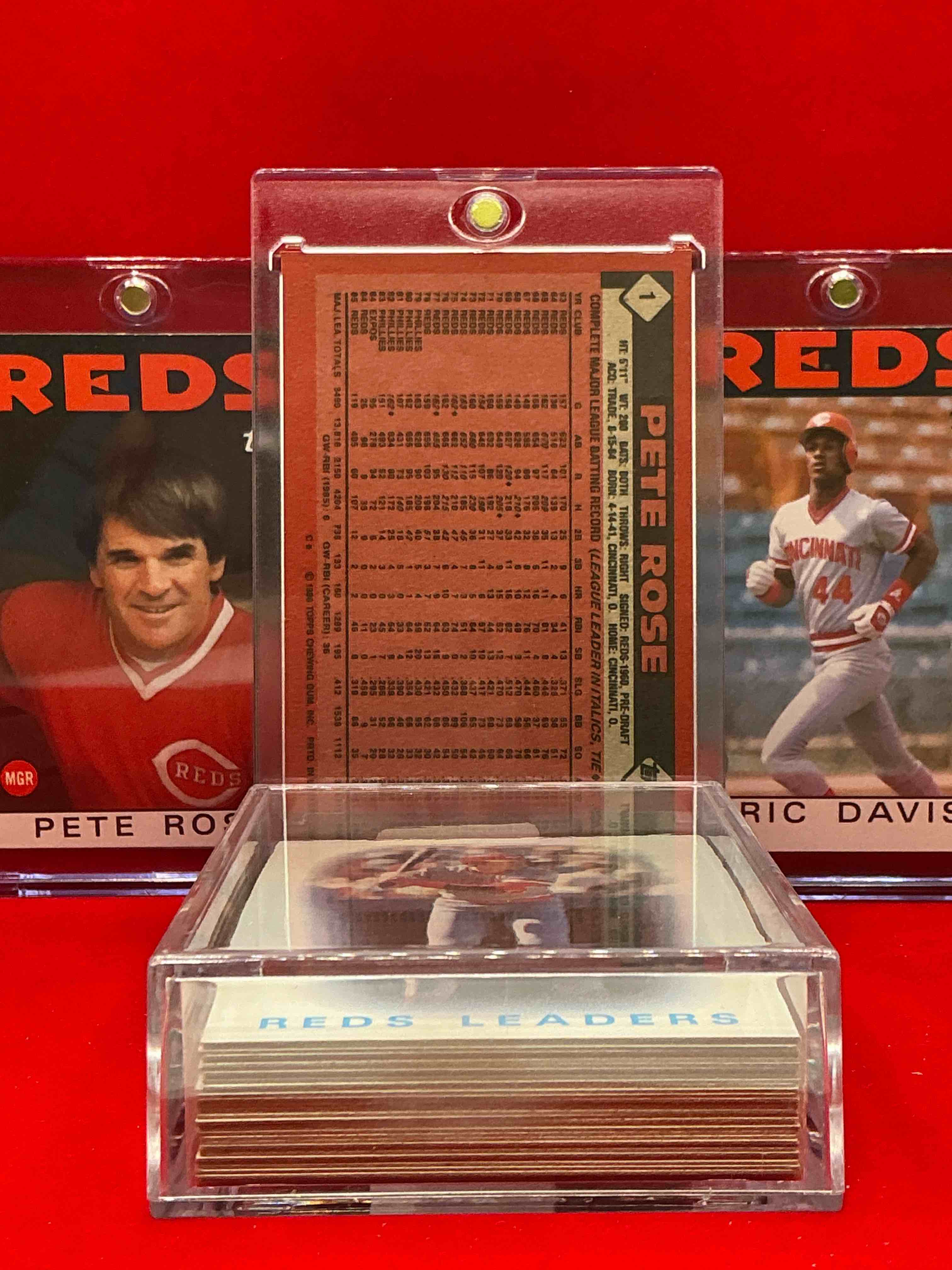 Condition photo showing New/Like New for 1986 reds topps baseball team collection! vintage reds lot! barry larkin, eric davis, pete rose & more! 80’s baseball history… cincinnati reds!
