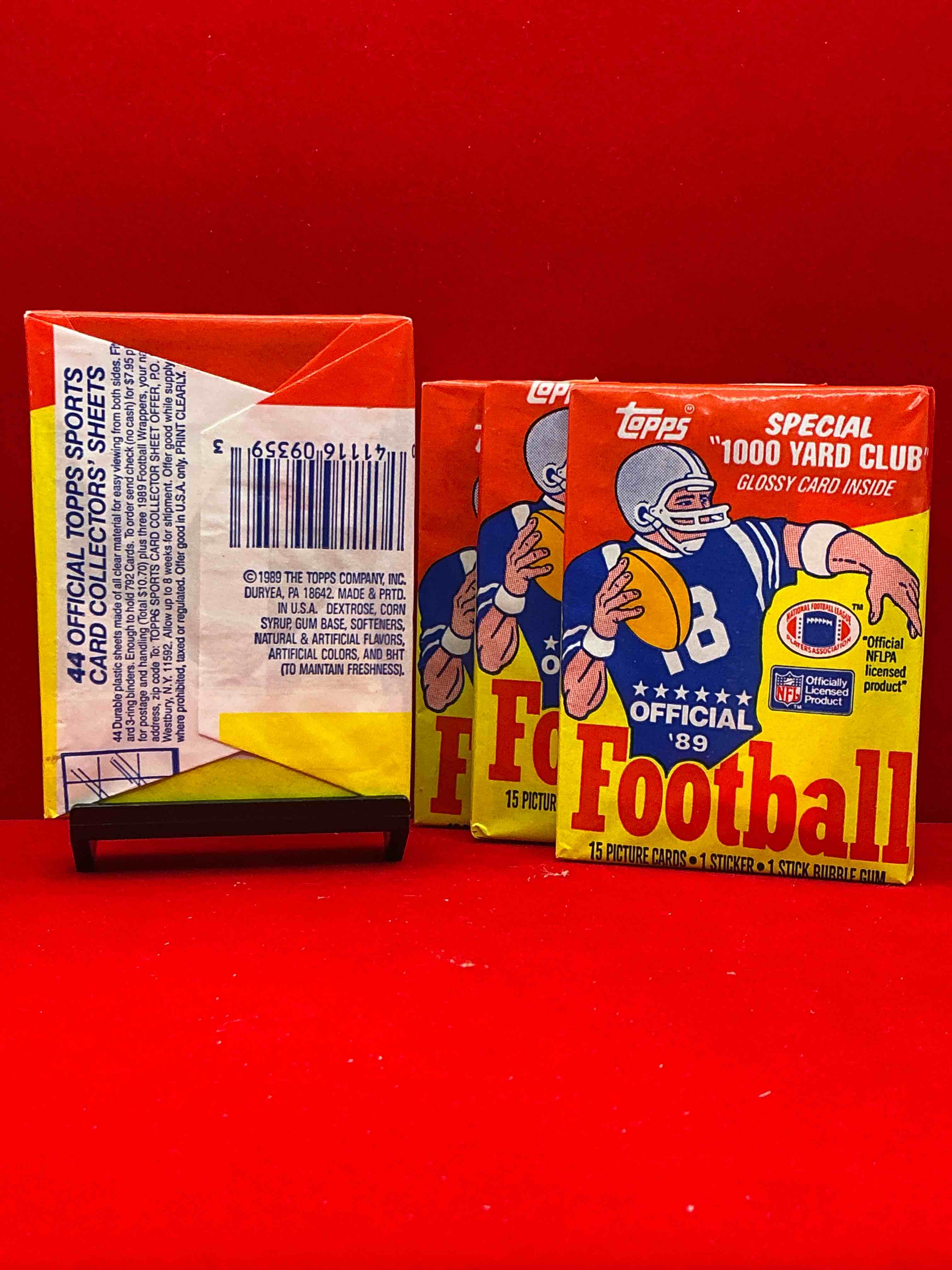 Condition photo showing New/Like New for 1989 topps football unopened sports card wax packs! straight from original box!search for deion sanders rookie cards! along with valuable jerry rice, bo jackson & other 80's stars!