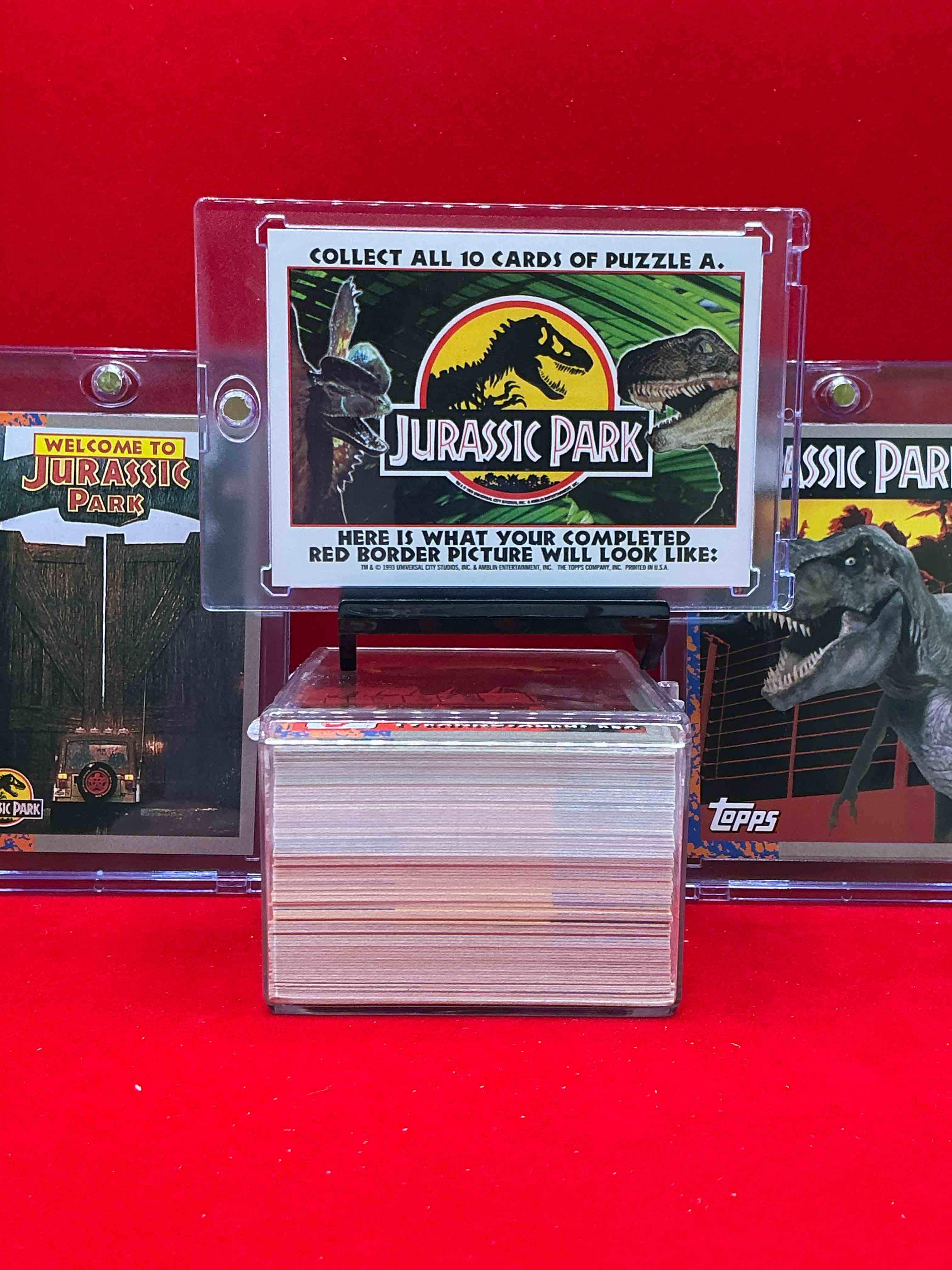 Condition photo showing New/Like New for 1993 dinosaur history! complete, authentic, original jurassic park movie card & sticker set, excellent condition!  own a piece of spielberg’s masterpiece!  a serious pop culture collector item & very rare & hard to find with all 88 cards & 11 stickers!  