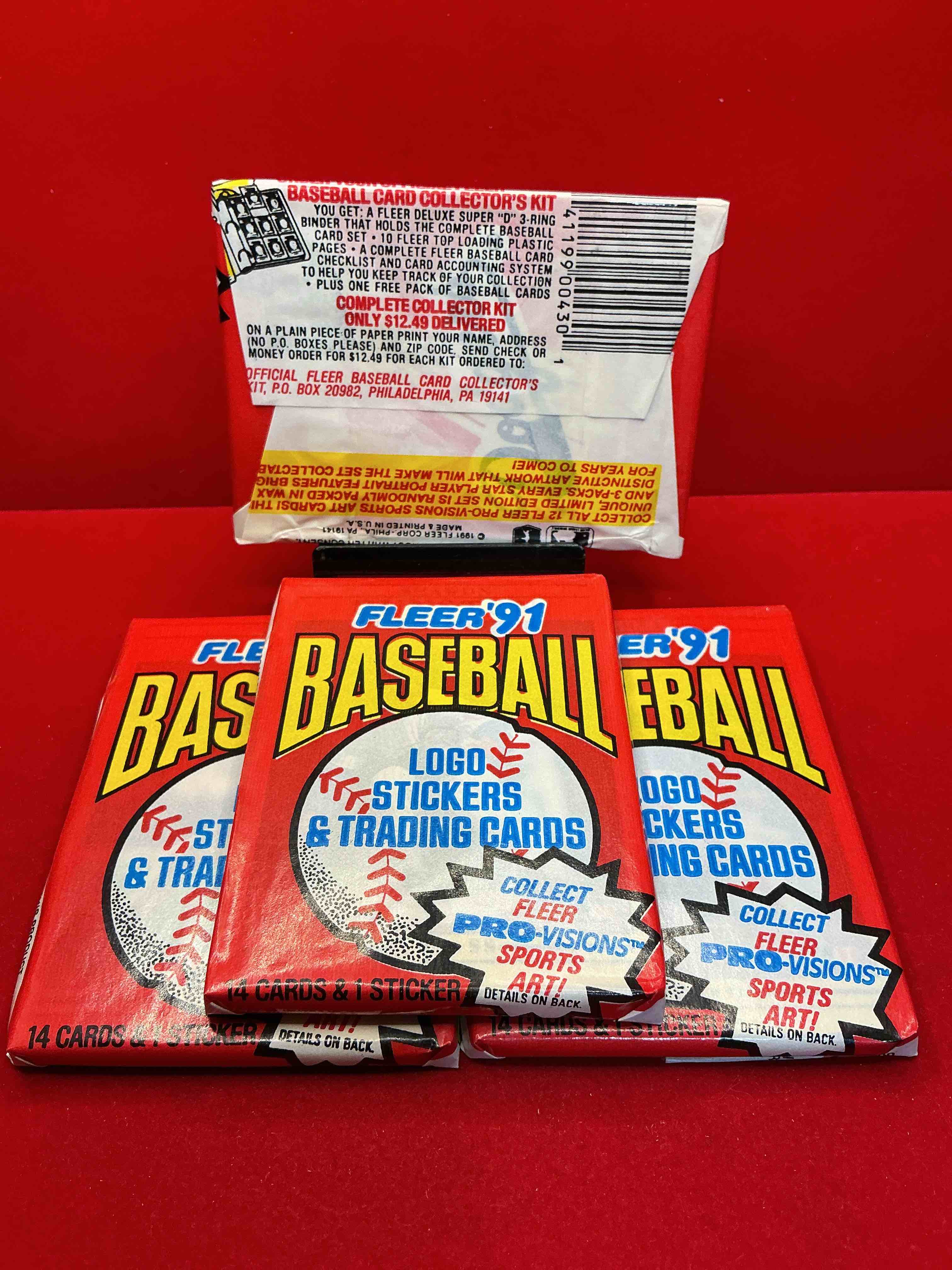 Condition photo showing New/Like New for 1991 fleer baseball unopened wax pack, direct from original sealed retail case search for griffey jr. & barry bonds "generation stars" combo card #710 (psa 10 value $200), nolan ryan, don mattingly & so much more!