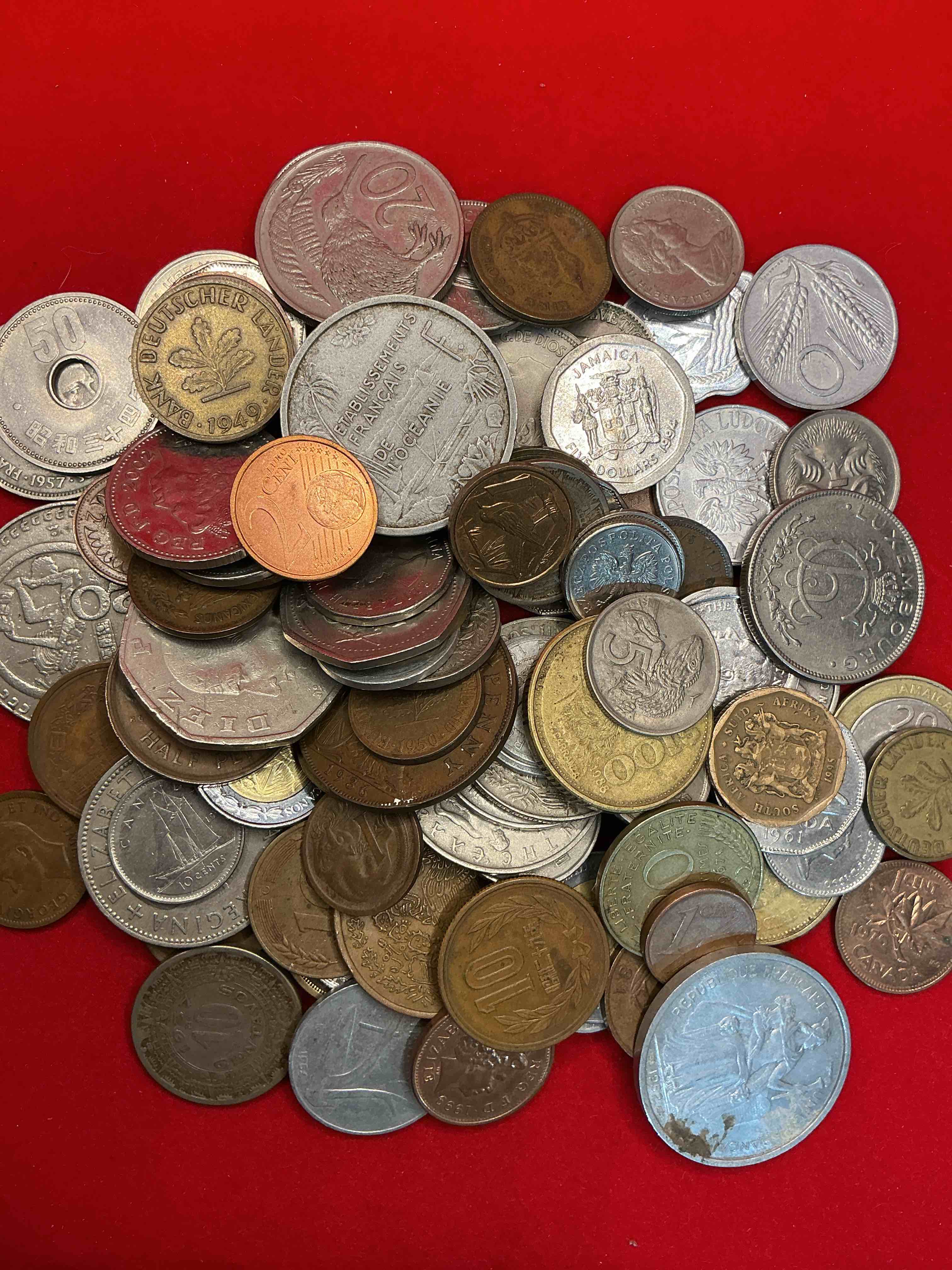 Condition photo showing Good Condition for world coins, antique & vintage! each lot is unique! many different years, countries, sizes & exotic places. this cool collection of antique coins from around the world is loads of fun! have fun identifying each coin & country as a great educational tool! a great investment too!