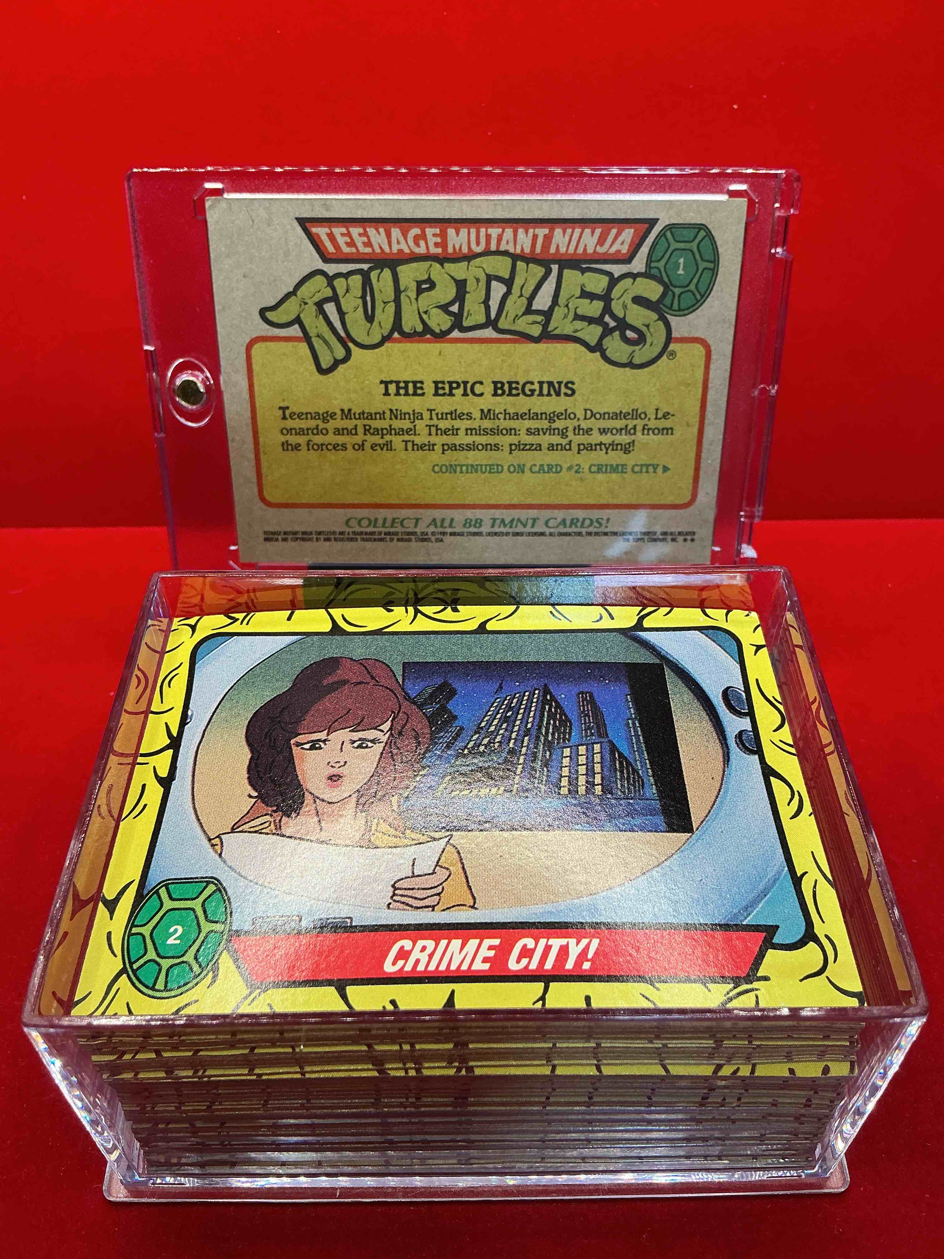 Condition photo showing New/Like New for 1989 ninja turtle wow!  totally complete original, authentic teenage mutant ninja turtles complete trading cards!  all 88 cards included! excellent condition!  your chance to own a genuine tmnt original serious collectible! 