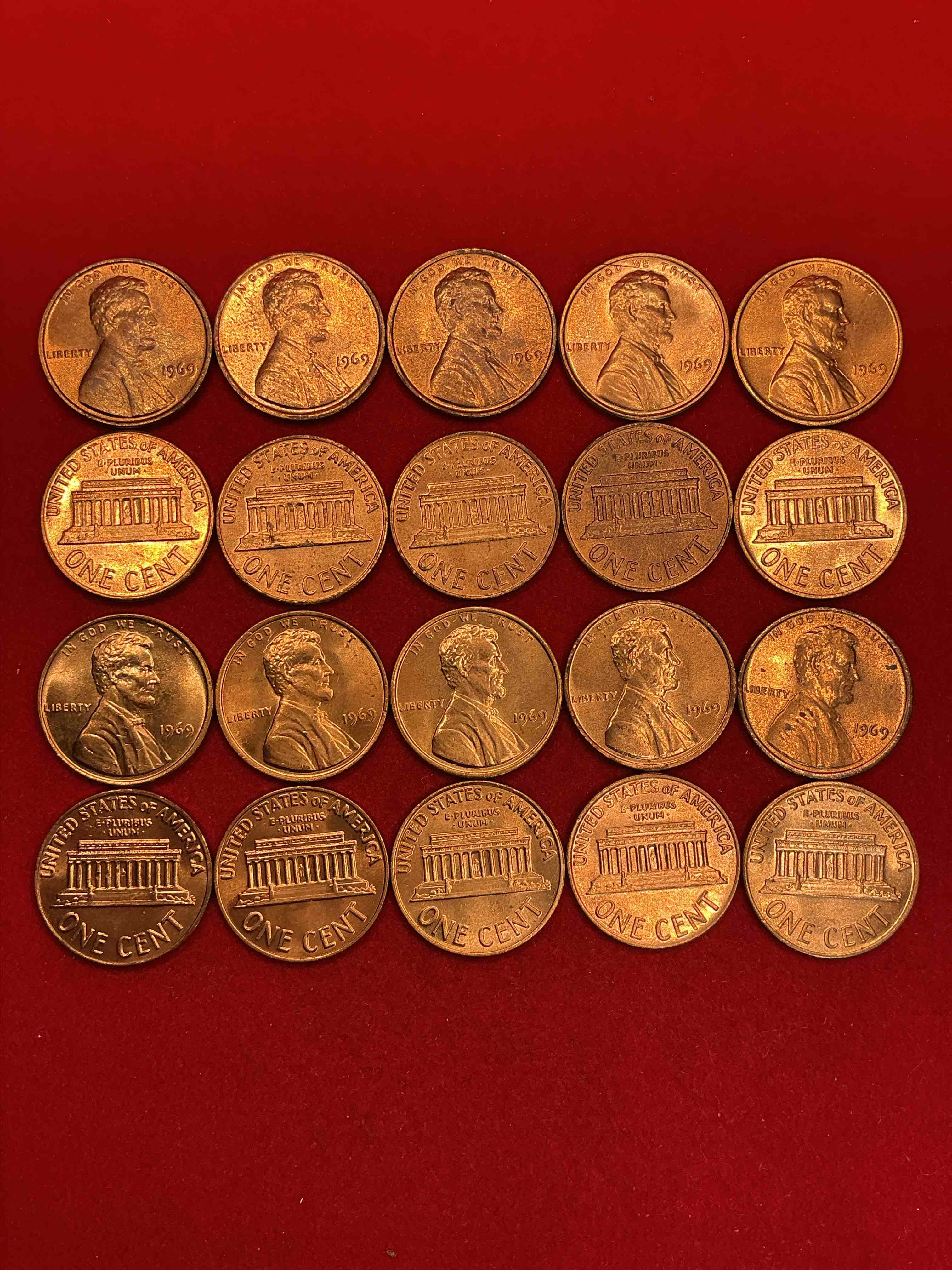1969 moon landing brilliant uncirculated wheat pennies!  direct from original treasury bank rolls, these pennies haven’t seen daylight since 1969!  on july 20, 1969 the world changed forever when america landed on the moon!  own pieces of this era with these gorgeous brilliant uncirculated wheat pennies!  