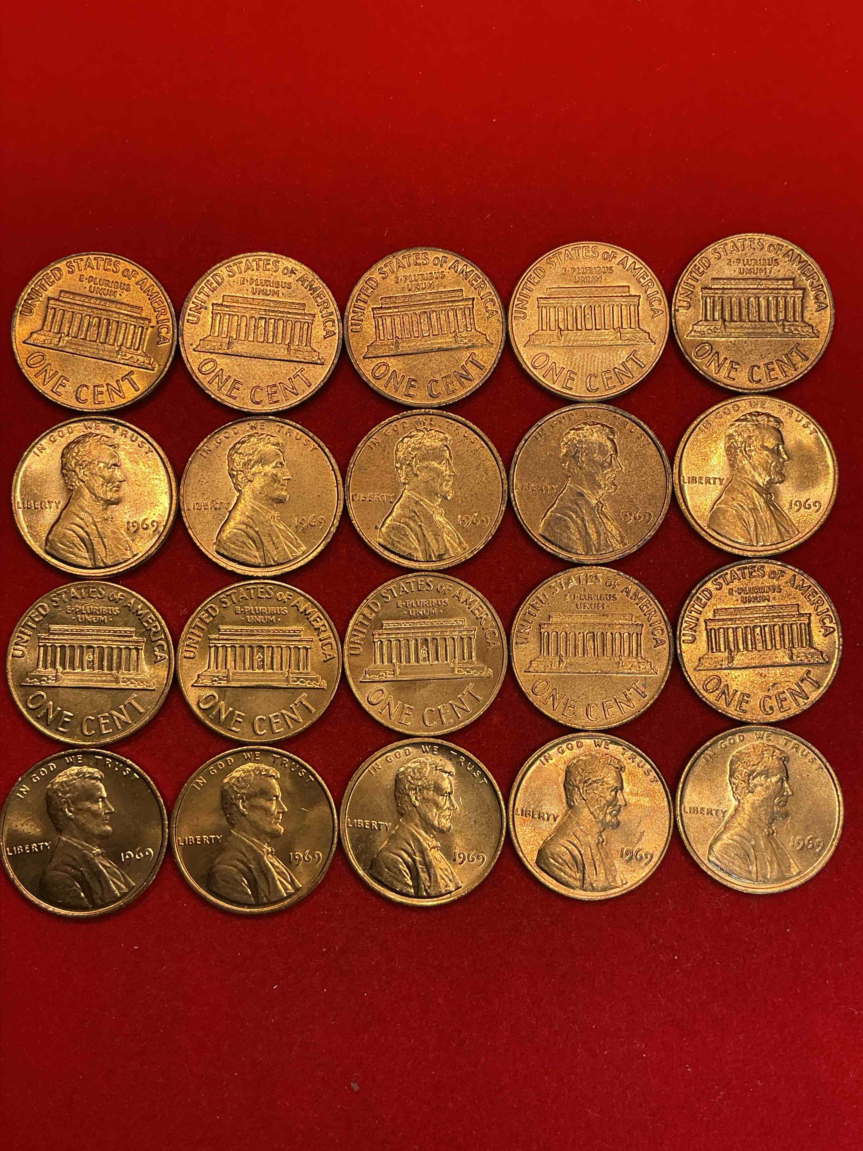 Condition photo showing New/Like New for 1969 moon landing brilliant uncirculated wheat pennies! direct from original treasury bank rolls, these pennies haven’t seen daylight since 1969! on july 20, 1969 the world changed forever when america landed on the moon! own pieces of this era with these gorgeous brilliant uncirculated wheat pennies!