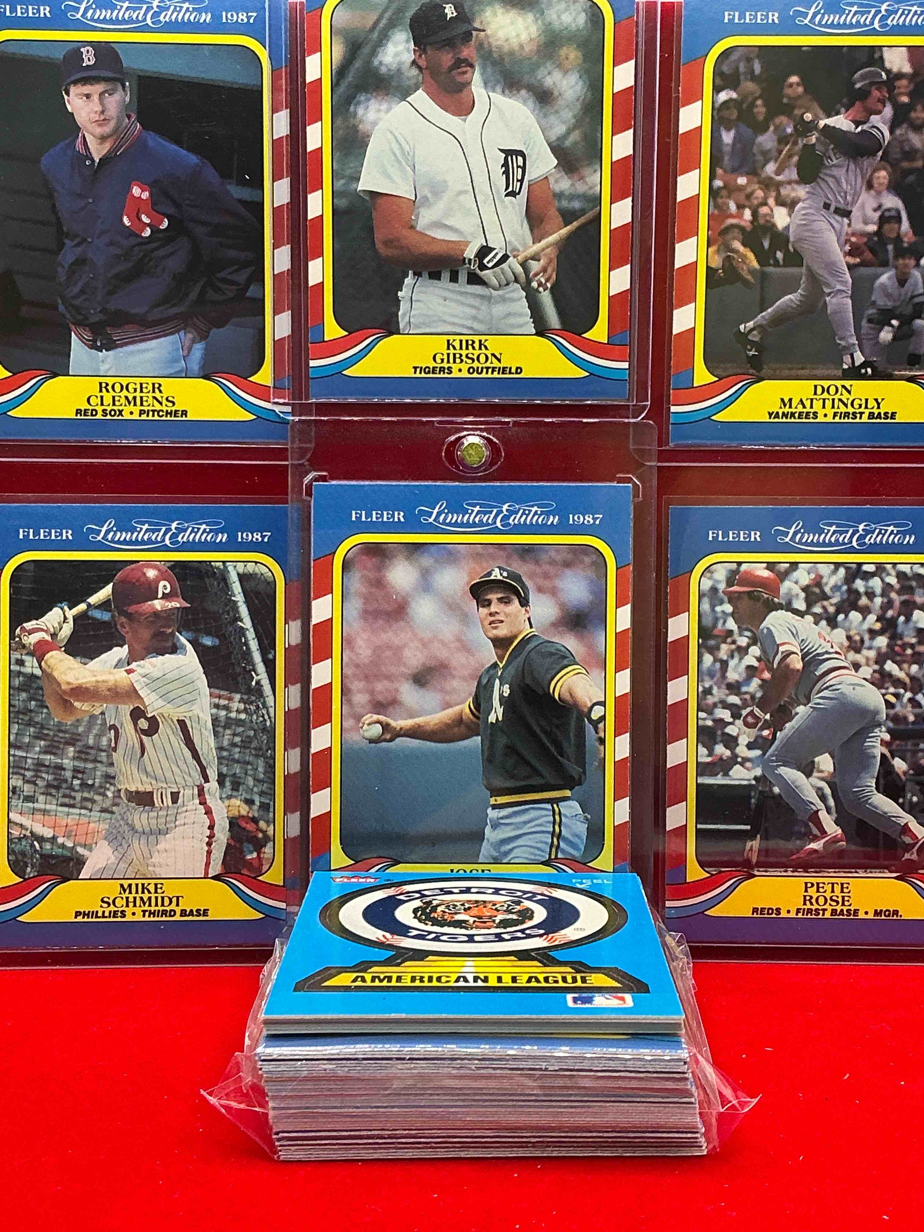 Condition photo showing New/Like New for 1987 baseball fleer limited edition baseball cards! jose canseco, roger clemens, darryl strawberry, pete rose, cal ripken jr & more! baseball’s best! 50 card lot, includes commons & legends alike! some of the best to ever do it!