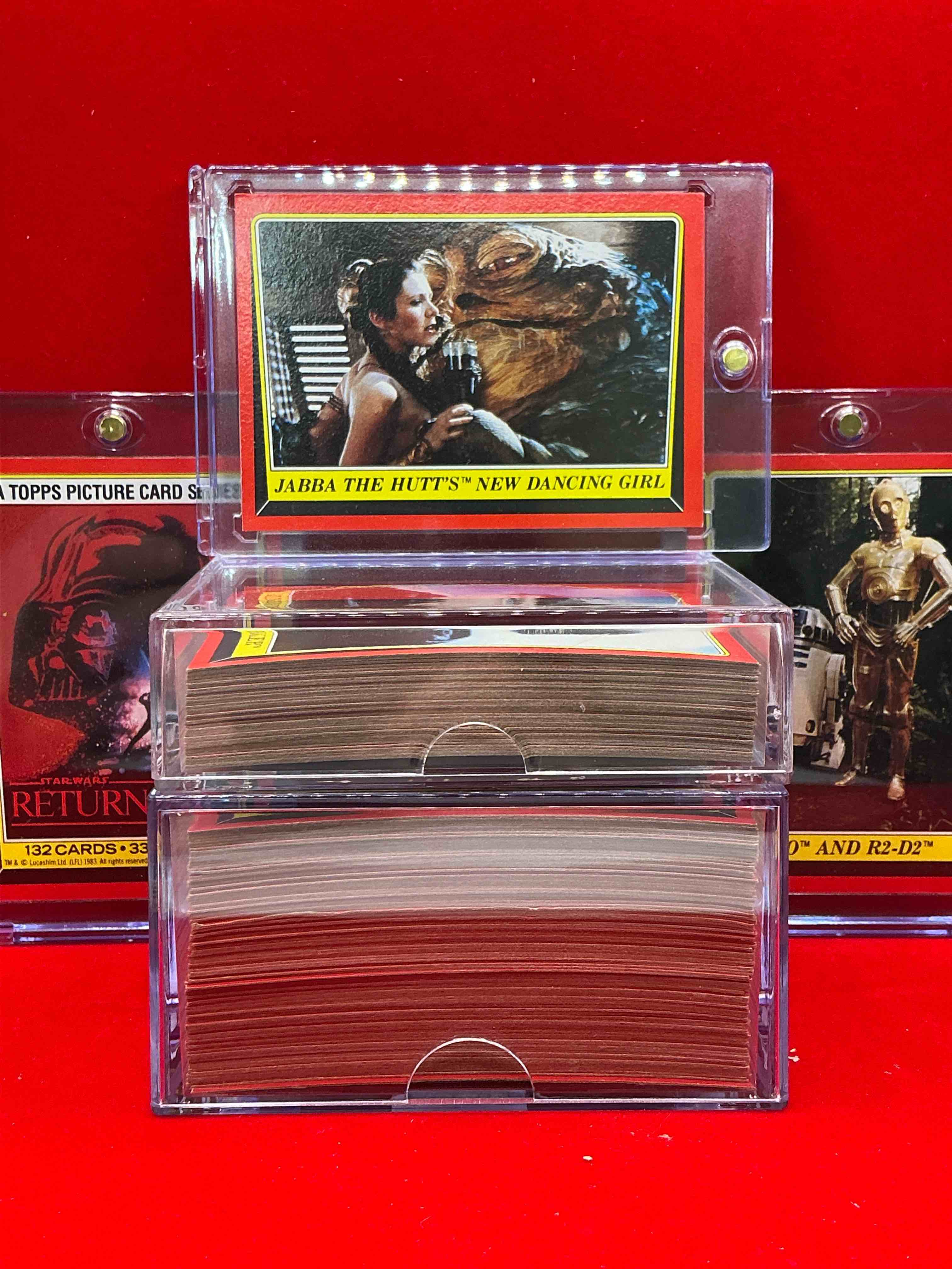 Condition photo showing New/Like New for (132 card set) 1983 return of the jedi history!  genuine star wars return of the jedi movie cards, complete series one,  132 card collection!  ultra rare to find in this good condition & complete!  authentic, serious collectibles & precious pieces of original star wars history!  