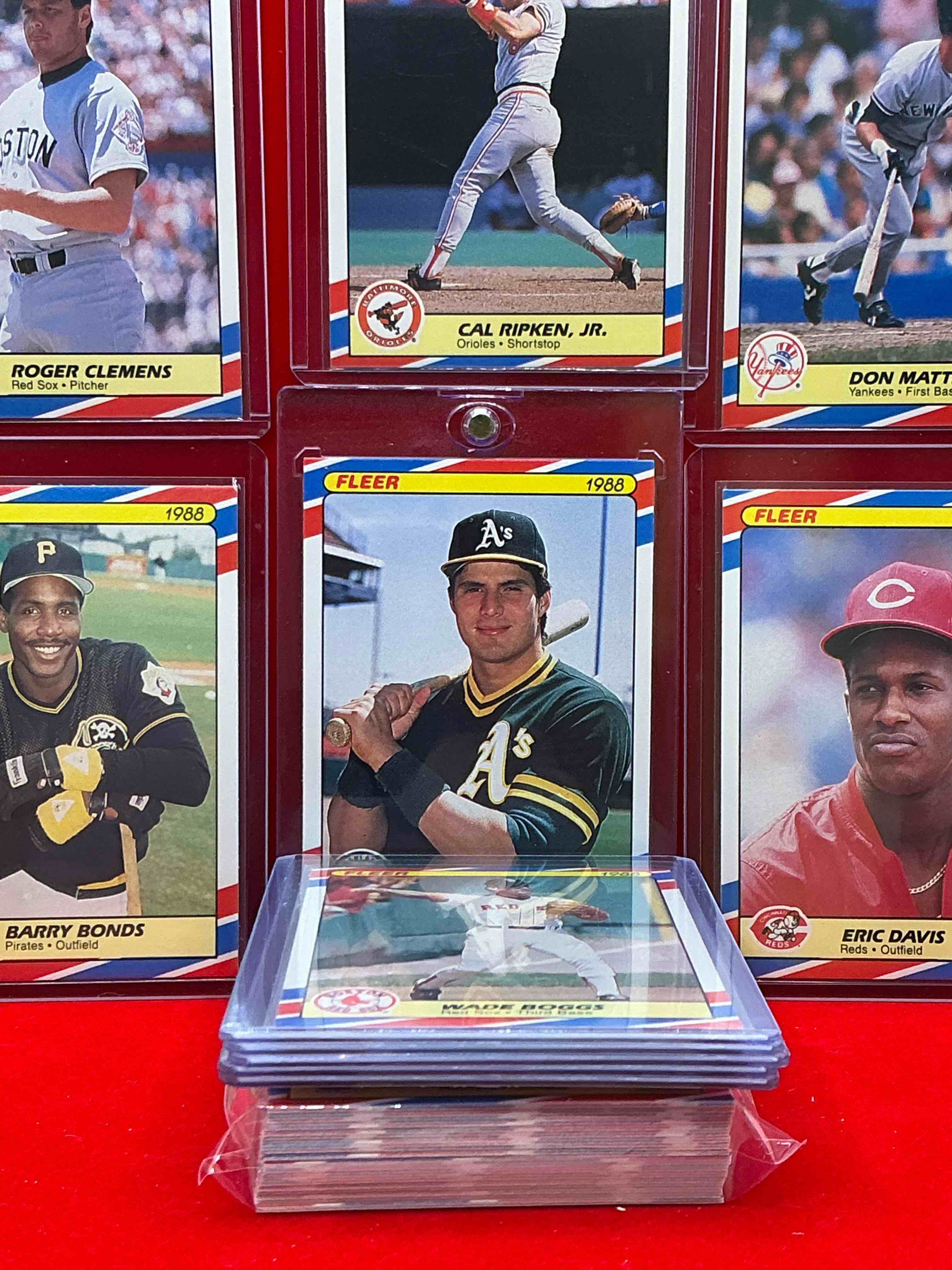 Condition photo showing New/Like New for 1988 baseball superstars fleer baseball cards! jose canseco, roger clemens, barry bonds, eric davis, cal ripken jr & more! baseball’s best! 50 card lot, includes commons & legends alike! some of the best to ever do it!