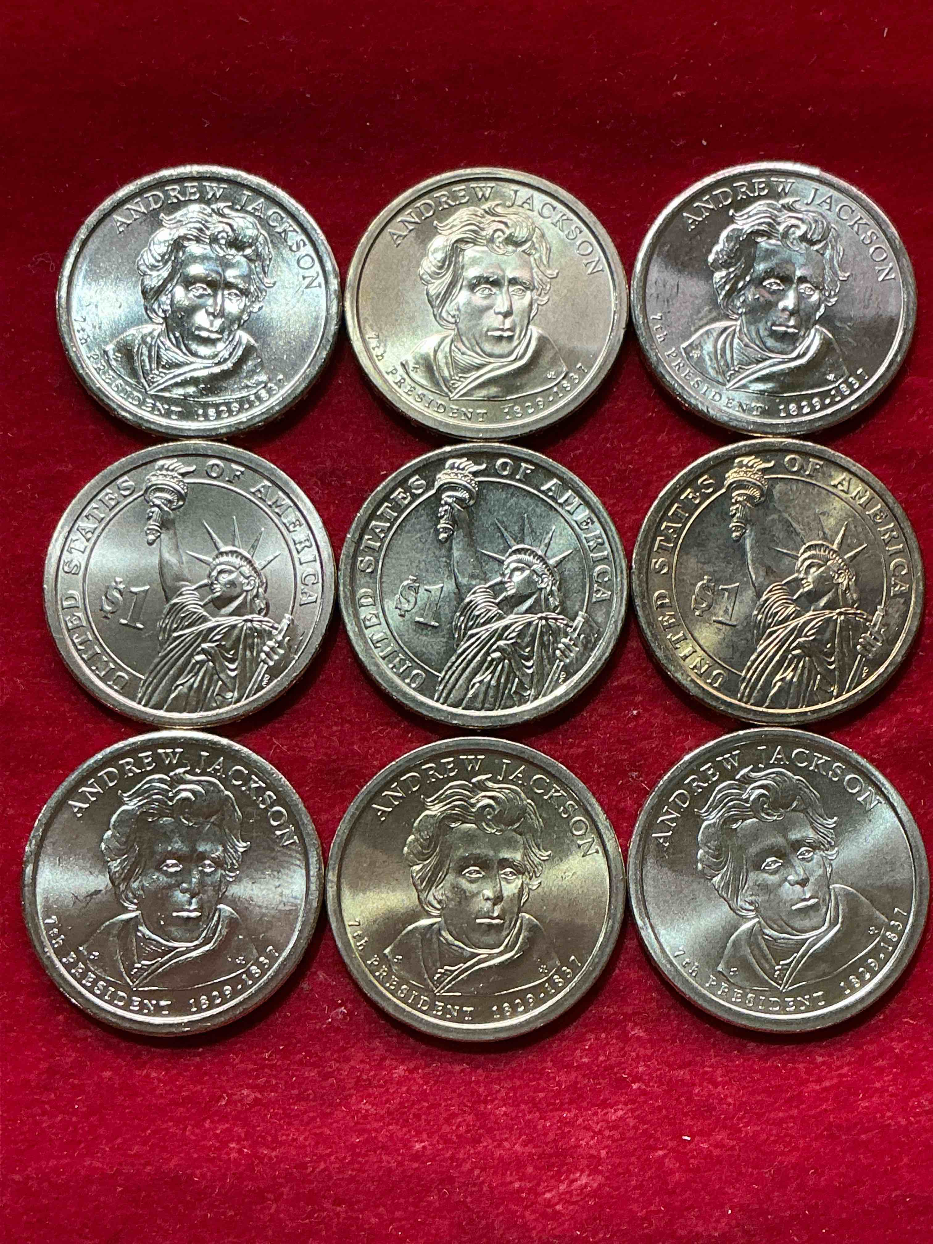 Condition photo showing New/Like New for andrew jackson 2008 one dollar presidential coins! uncirculated brilliant coins! these coins are in mint condition, and some of the most collectible coins out there! rare, uncirculated, one dollar coins featuring andrew jackson!