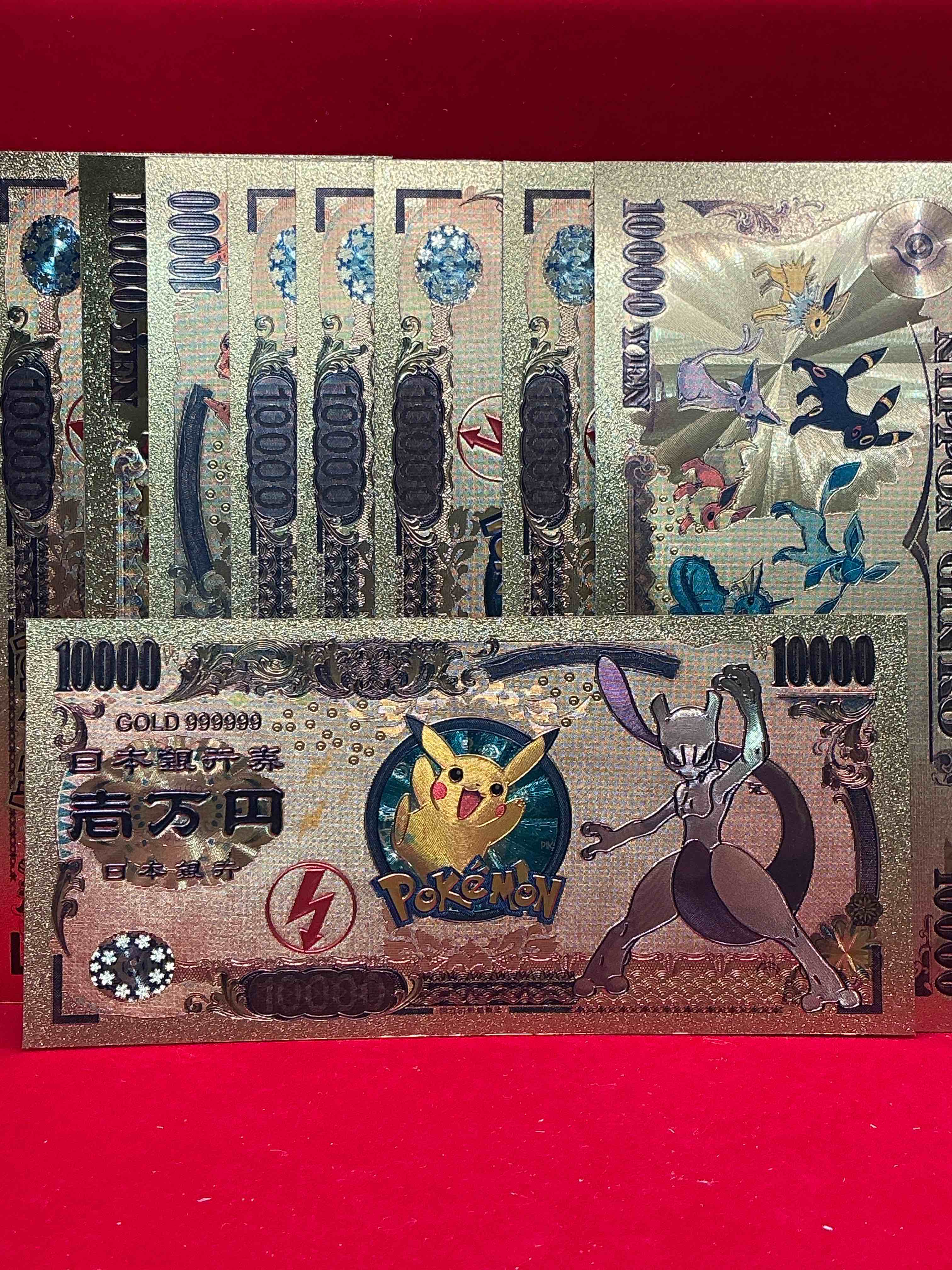 Condition photo showing New/Like New for pokémon novelty gold in color dollars! ultra cool novelty 10,000 pokémon bill with characters & cool designs! rare & hard to get!
