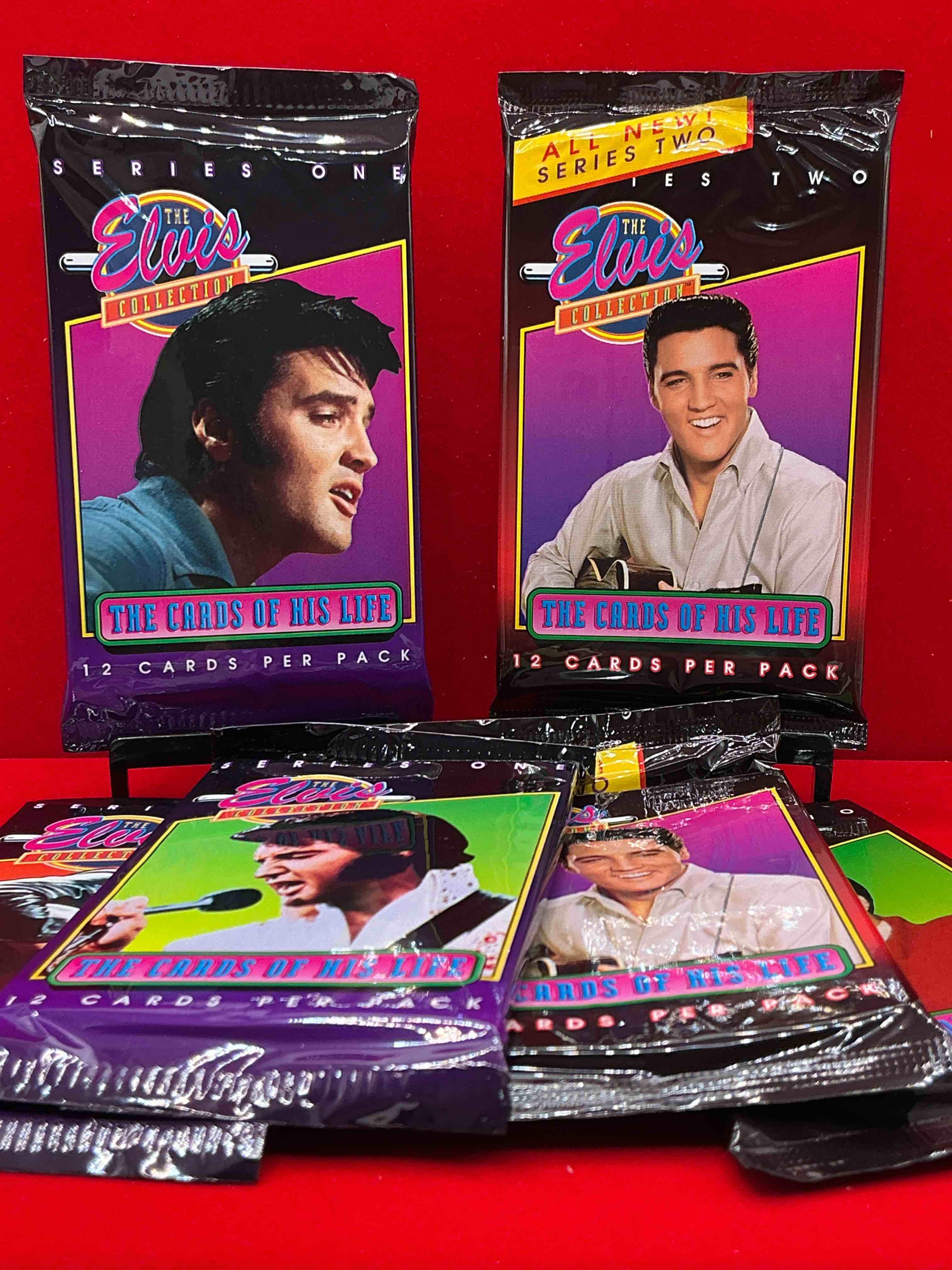 1992 the elvis collection “the cards of his life” series i card packs! 12 cards in every one of these incredible packs! collect all of elvis presley’s best moments from his life all included in these packs! wow!