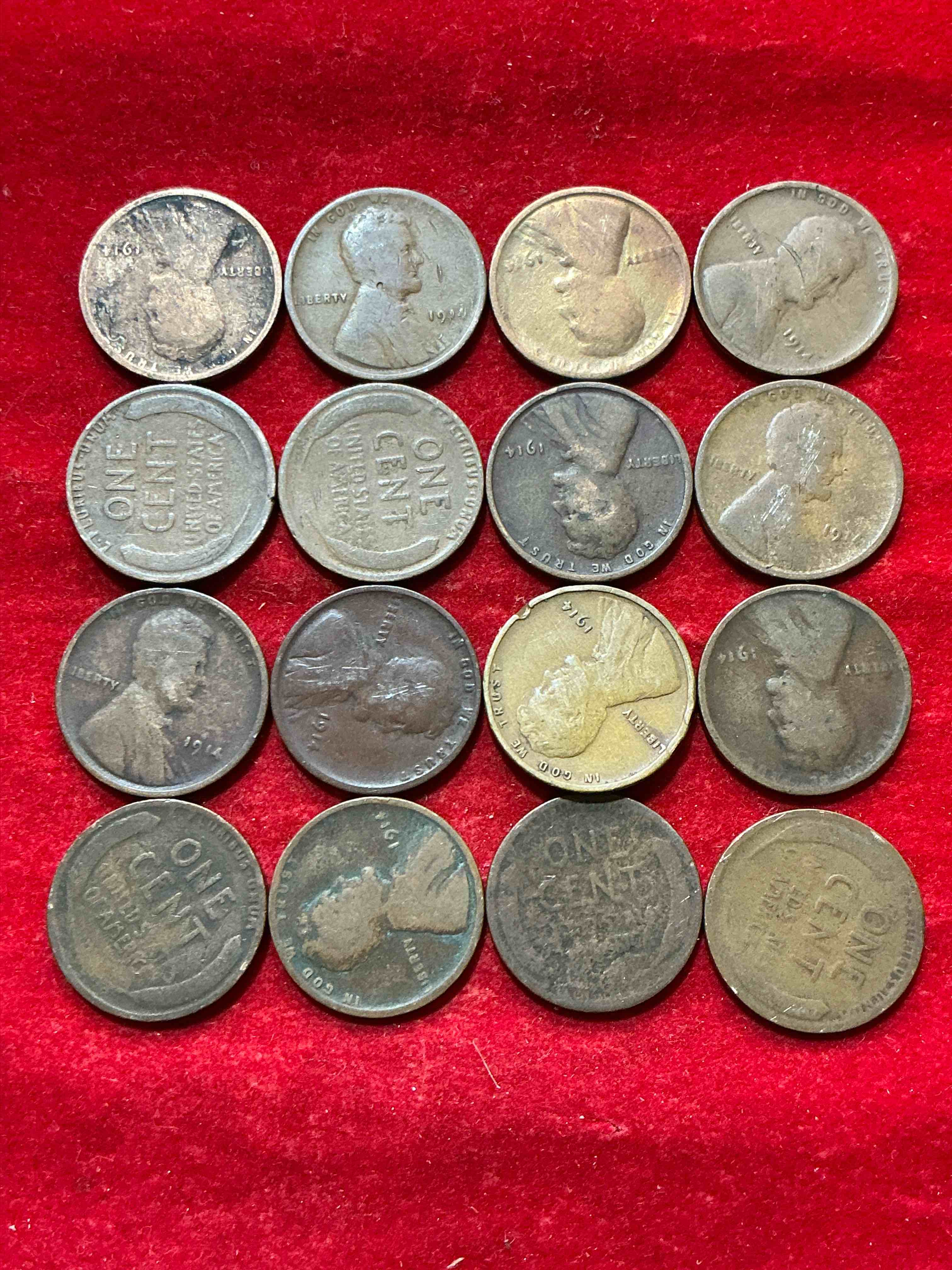 Condition photo showing Good Condition for 1914 world war one pennies! 1914 is a year the world would never forget, as world war one started on july 28 of 1914. these awesome 1914 pennies are true pieces of history and very hard to find & collect! own incredible pieces of rare history!
