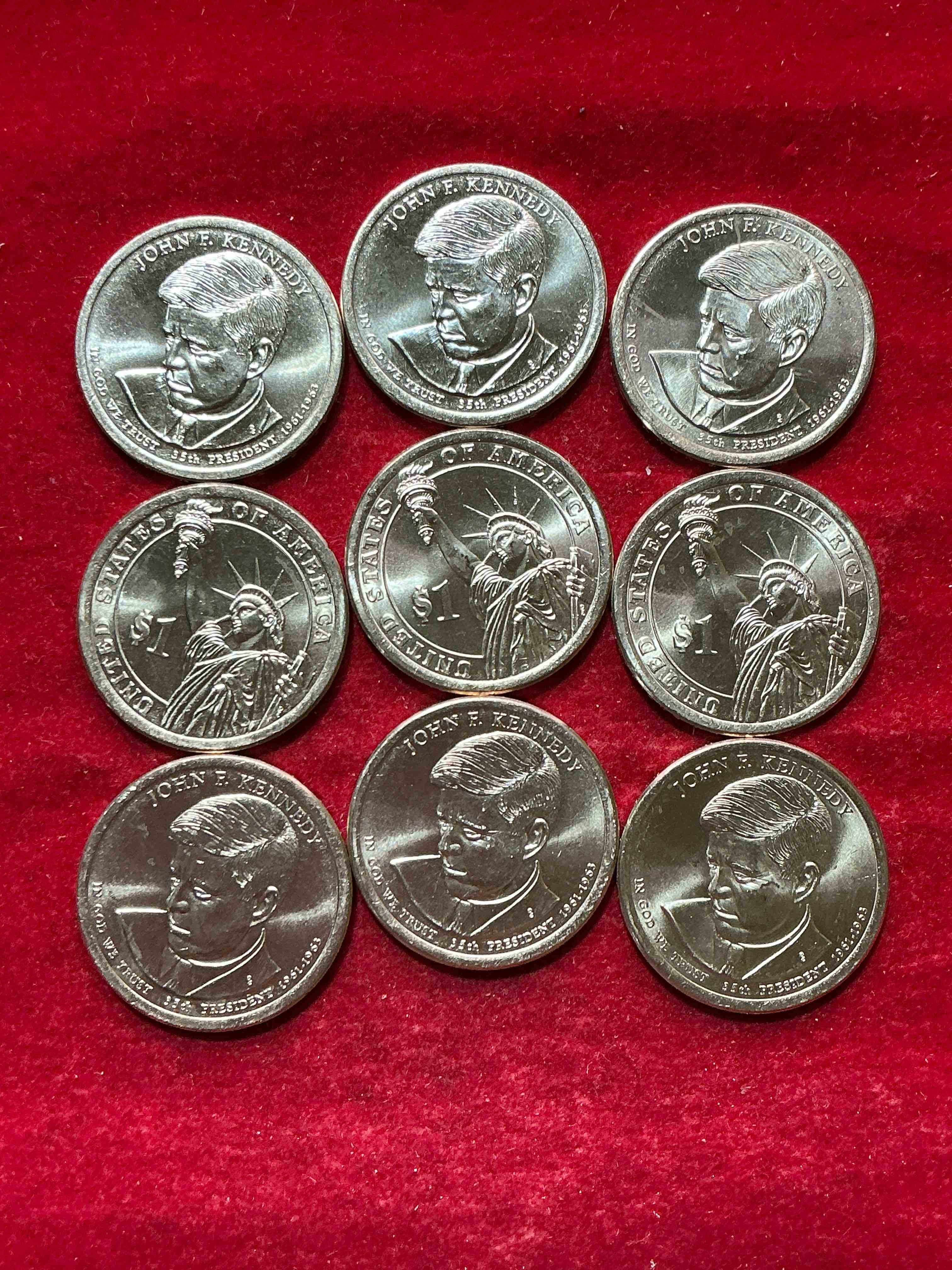 Condition photo showing New/Like New for john f. kennedy 2015 one dollar presidential coins! uncirculated brilliant coins! these coins are in mint condition, and some of the most collectible coins out there! rare, uncirculated, one dollar coins featuring john f. kennedy