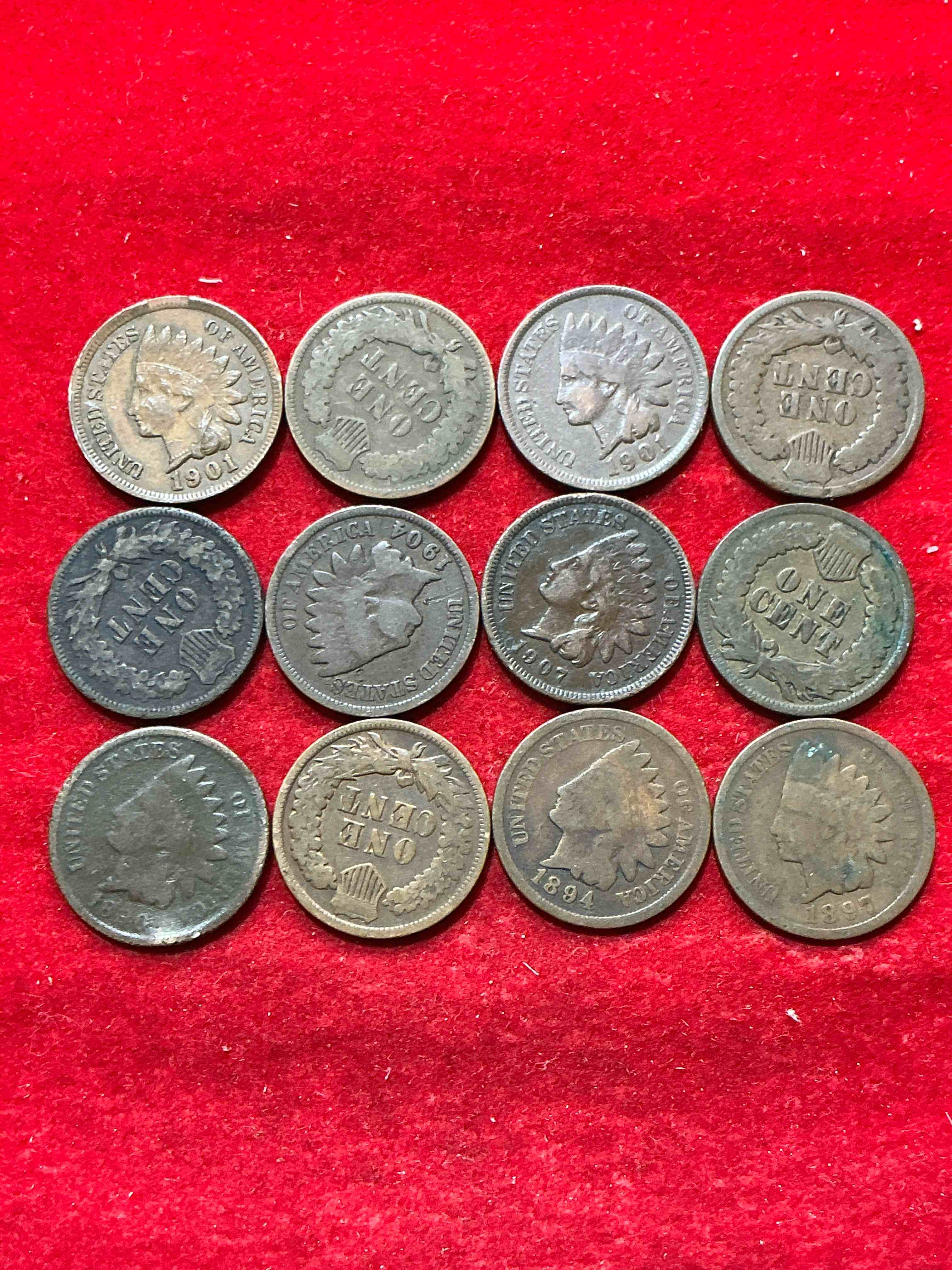Condition photo showing Good Condition for indian head pennies! these gorgeous u.s. pennies were minted from 1859-1909 & have become serious collector items! the "indian head" design is actually a representation of lady liberty wearing an indian headdress. here are beautiful, well-kept examples representing many different mint years! great for collecting, investing & learning history, & rare with visible dates!