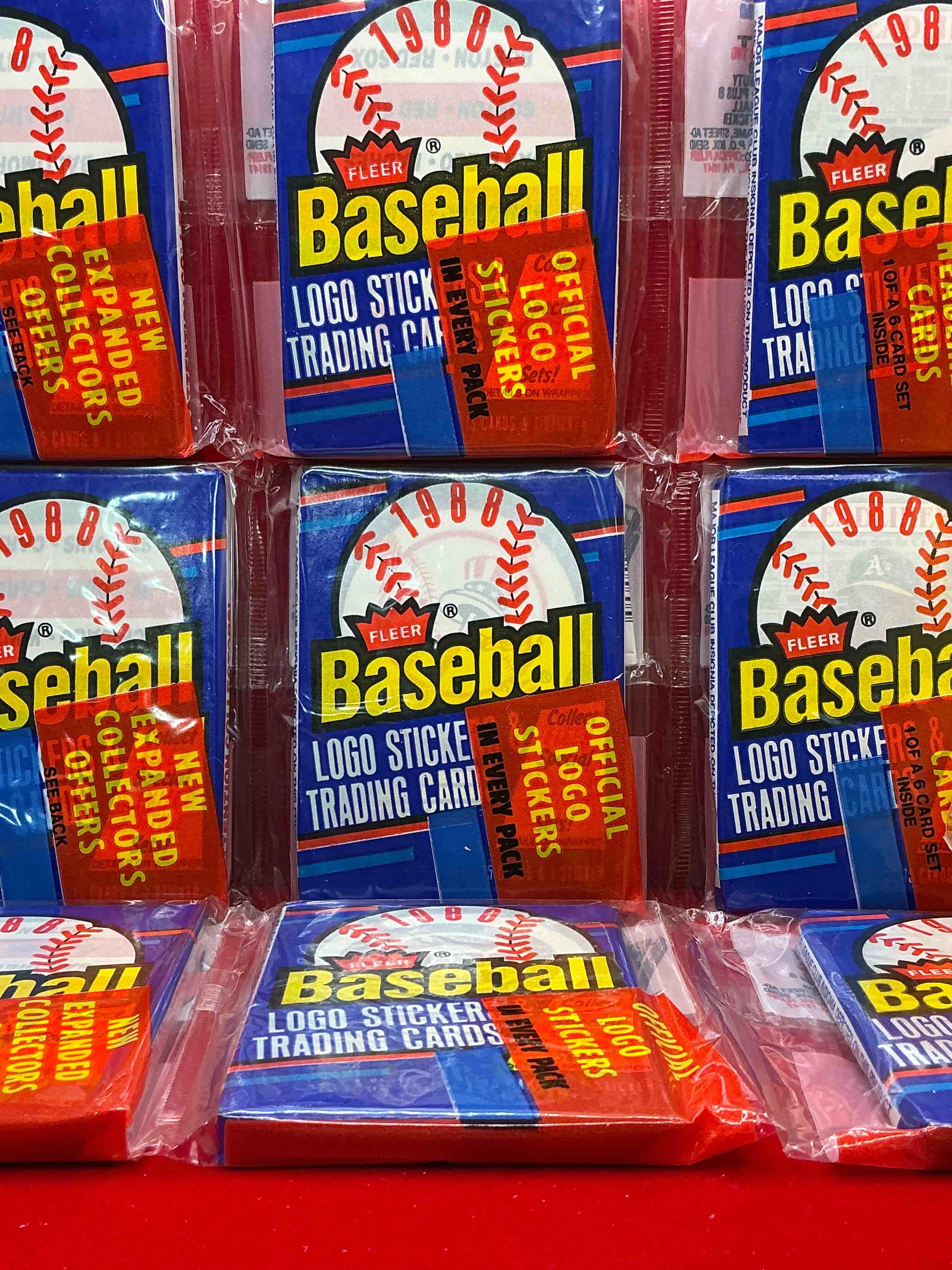 Condition photo showing New/Like New for 80's baseball fan's rejoice! 1988 fleer baseball unopened wax packs full of collectible trading cards! search for valuable don mattingly & nolan ryan cards worth hundreds in perfect condition!