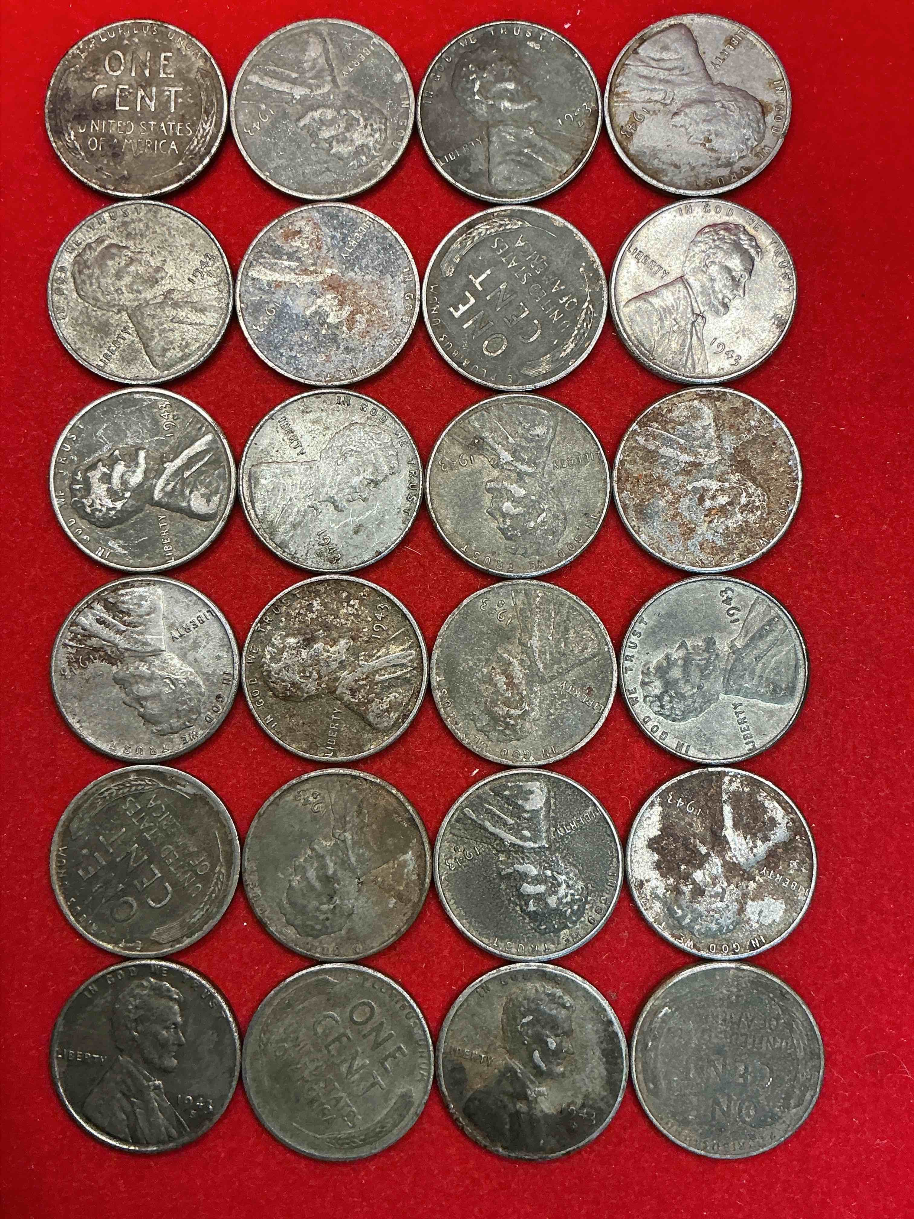 Condition photo showing Good Condition for 1943 world war il history! did you know that in 1943 copper was so valuable for making ammunition that the u.s. treasury made pennies out of steel?! 1943 steel pennies have become valuable, rare collector items! up for auction are rare wwii steel pennies appearing circulated. own pieces of world war ii history that are an awesome investment!