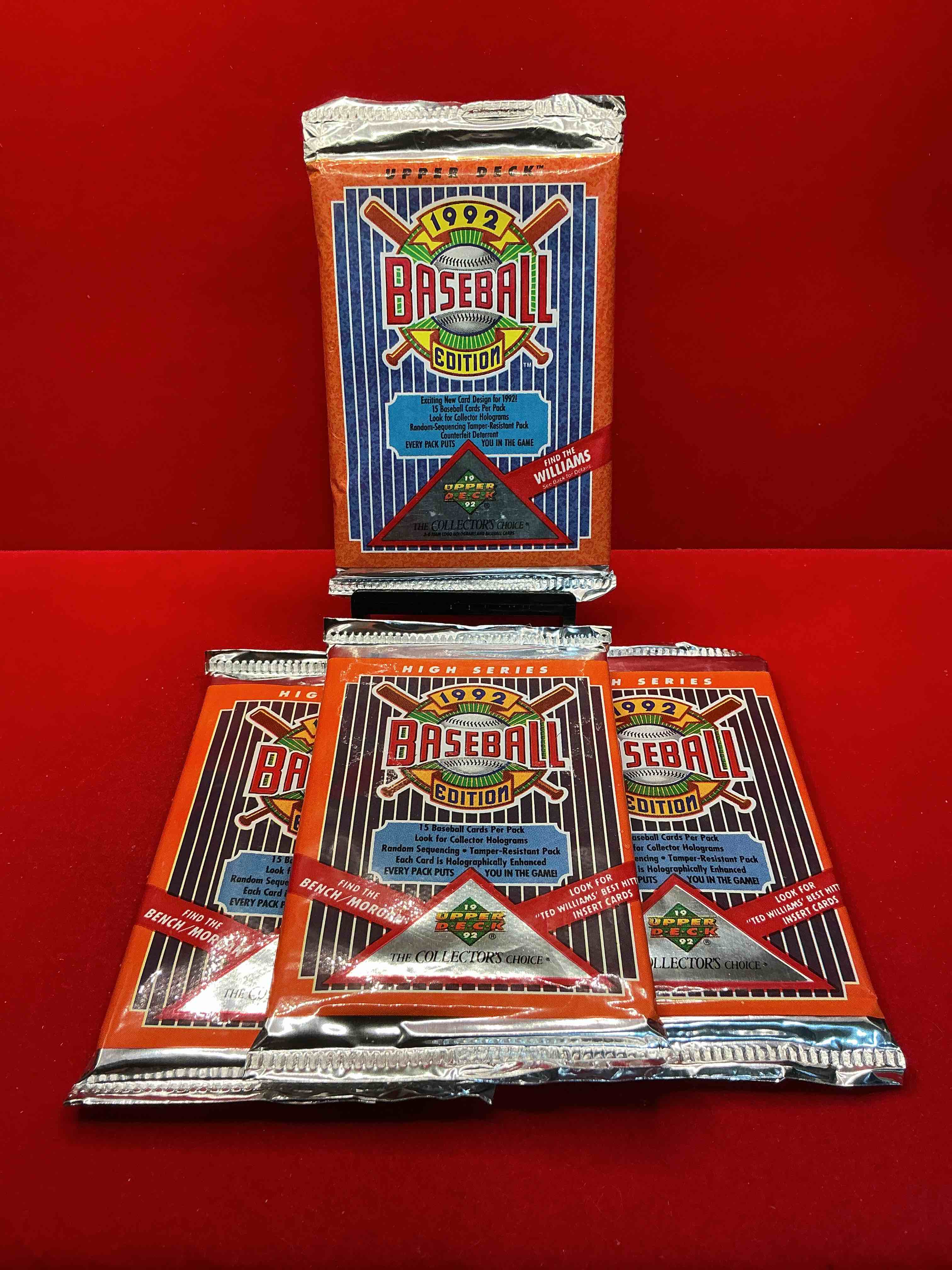 find the williams! 1992 edition upper deck baseball cards! direct from original retail case! an uncommon find for sure! search for rookie cards from pedro martinez, manny ramirez & so much more! awesome, uncommon sports memorabilia!