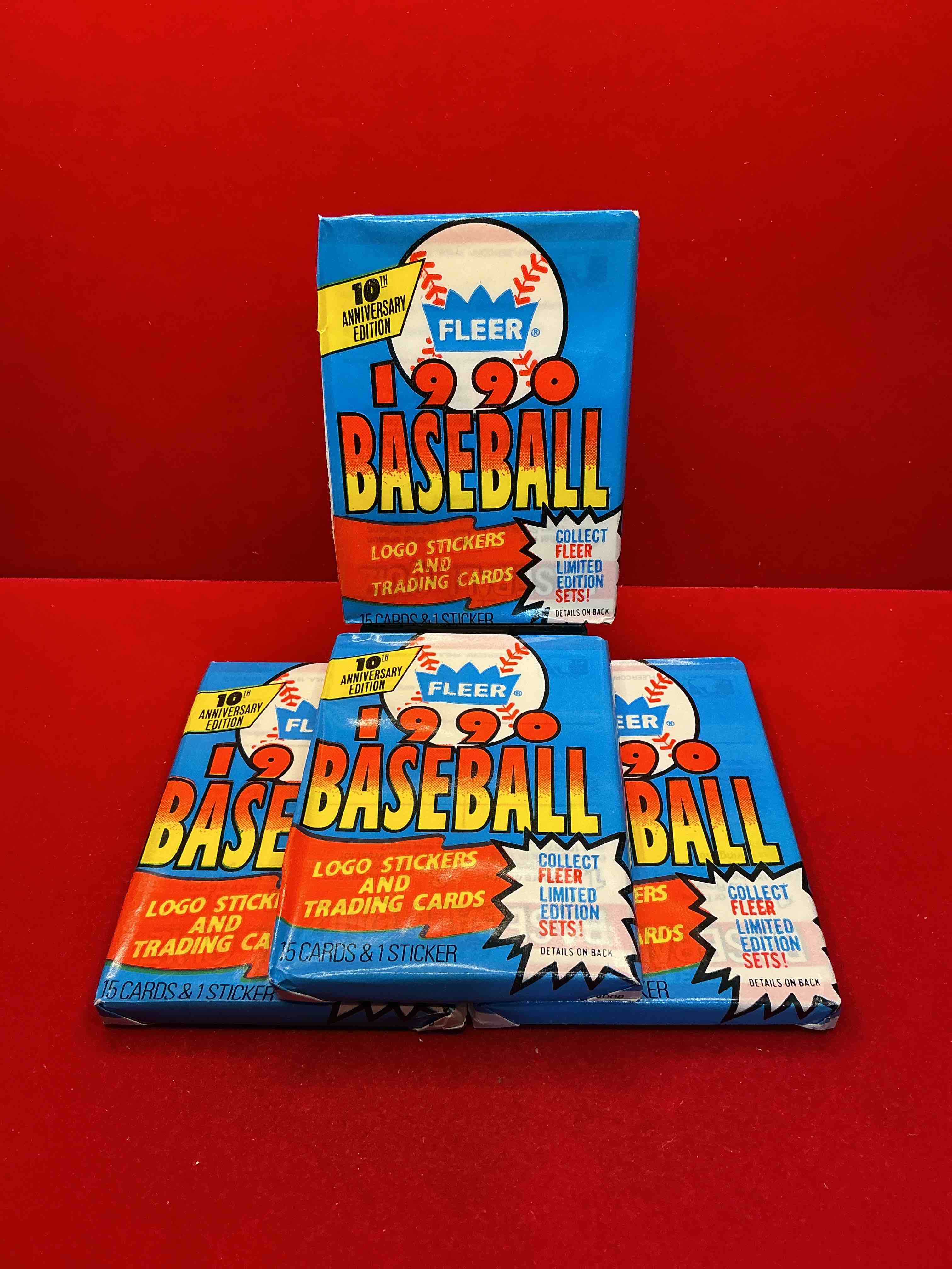 vintage baseball! awesome 1990 fleer baseball unopened sports card wax packs!direct from original box! search for valuable collectible ken griffey jr cards!