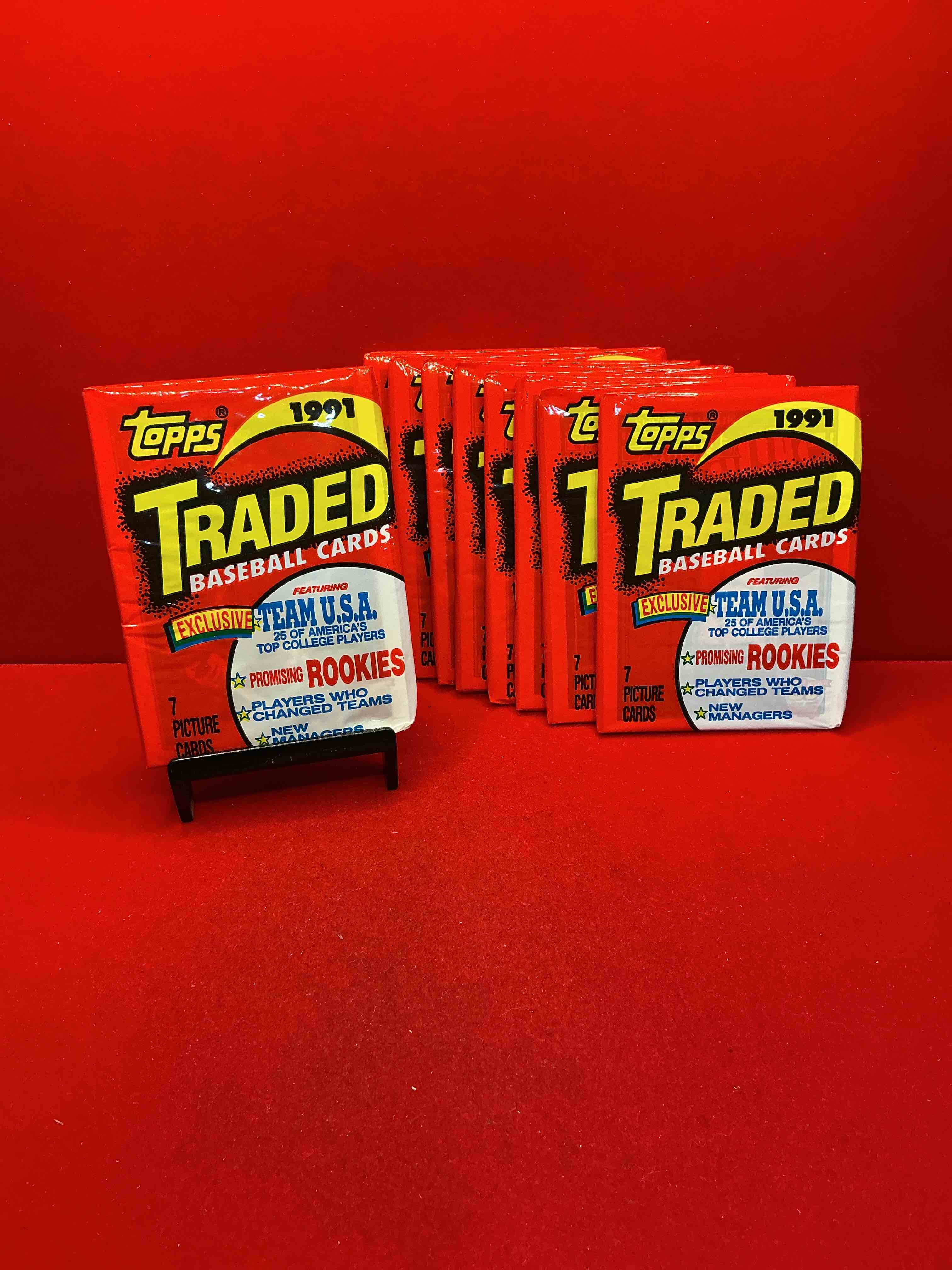 1991 topps traded baseball card unopened packs, straight from box! search for ken griffey jr cards, bo jackson cards & other 80s & 90s stars! perfect baseball packs!