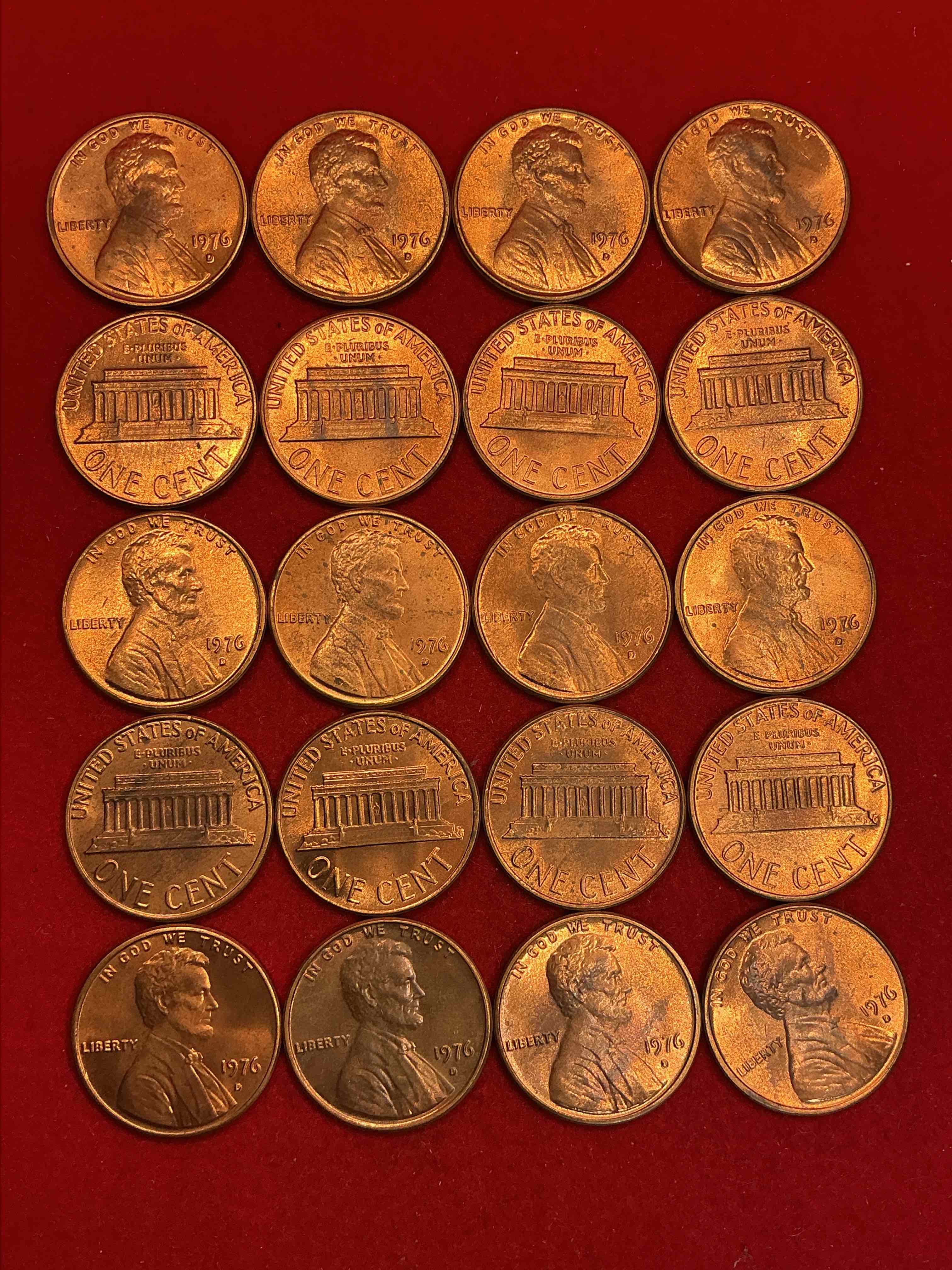 1976 brilliant uncirculated america 200 year anniversary pennies! celebrate america’s bicentennial with the unc brilliant 1976 pennies, direct from the original bank rolls! these pennies have not seen the light of day since 1976, wow! serious collector items!