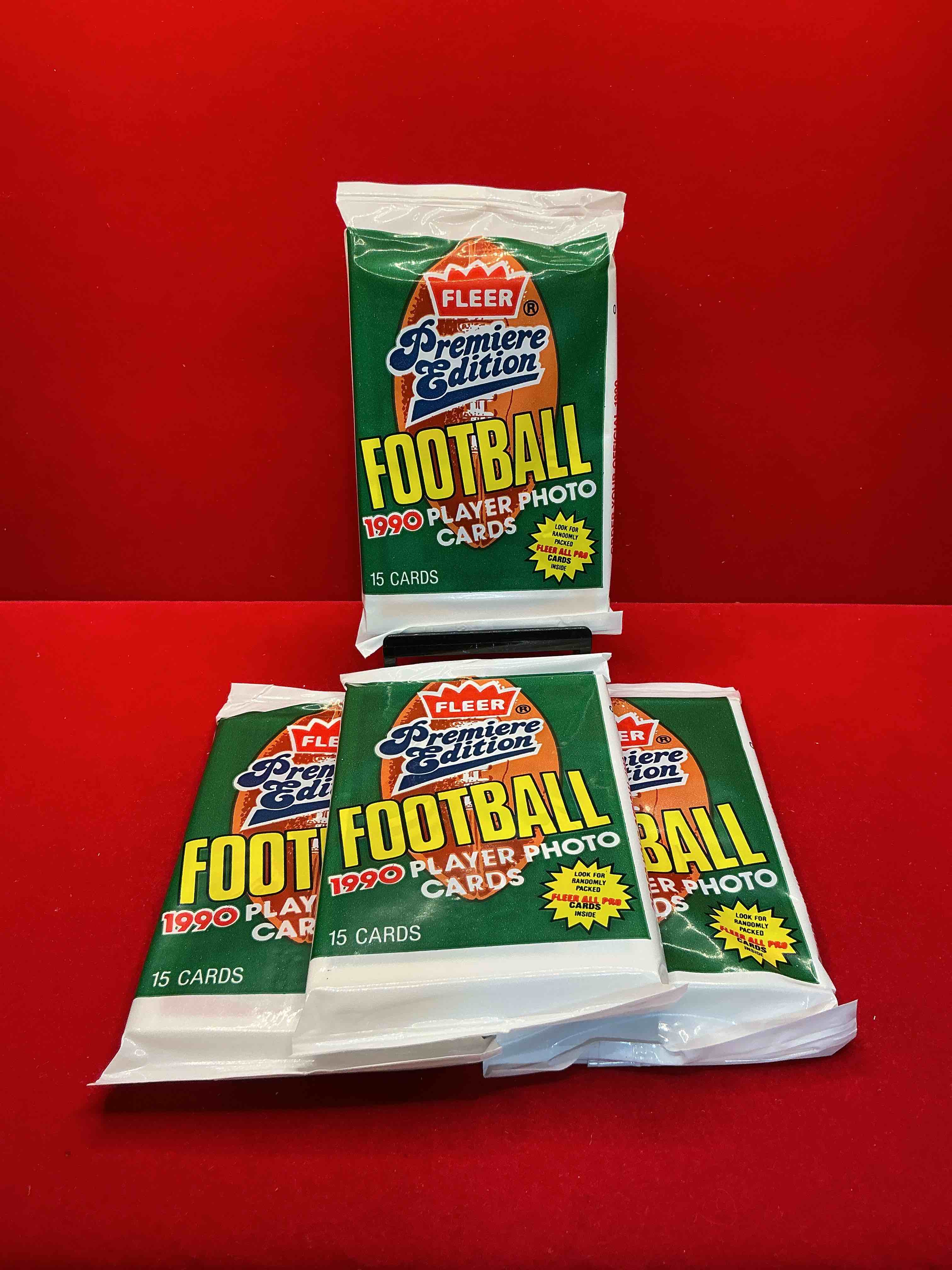 emmitt smith rookie!? 1990 fleer premier edition football unopened packs direct from original box! look for valuable emmitt smith rookie cards! let the search begin!